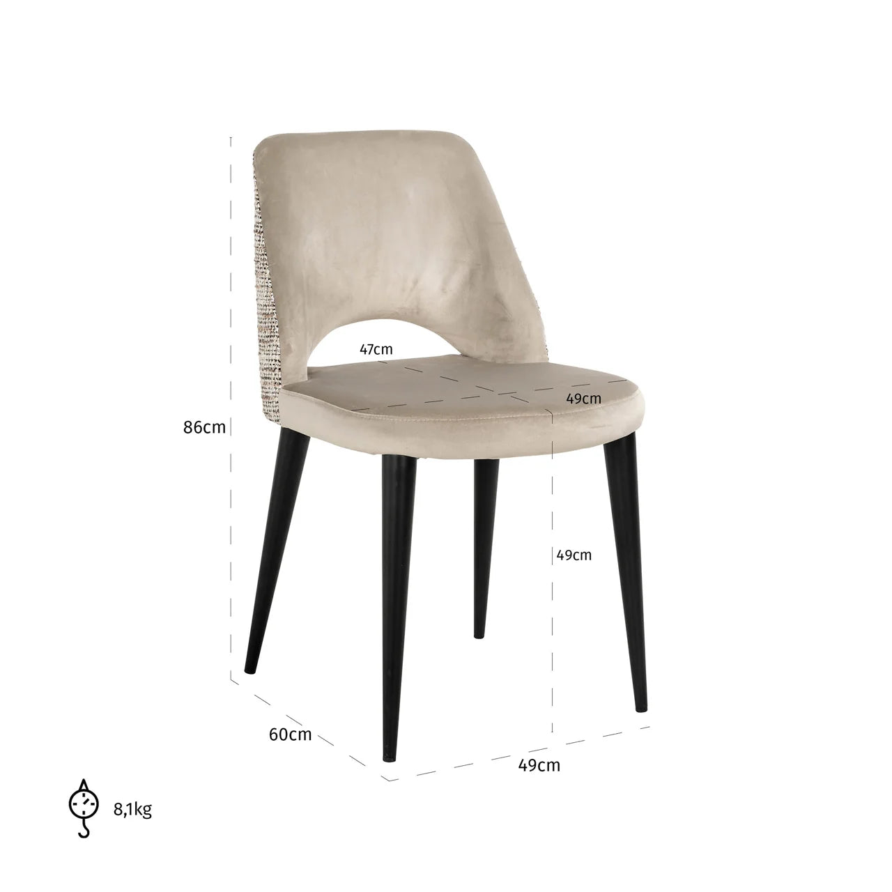 Set of 2 Richmond Interiors Tabitha Taupe Khaki Velvet Dining Chair