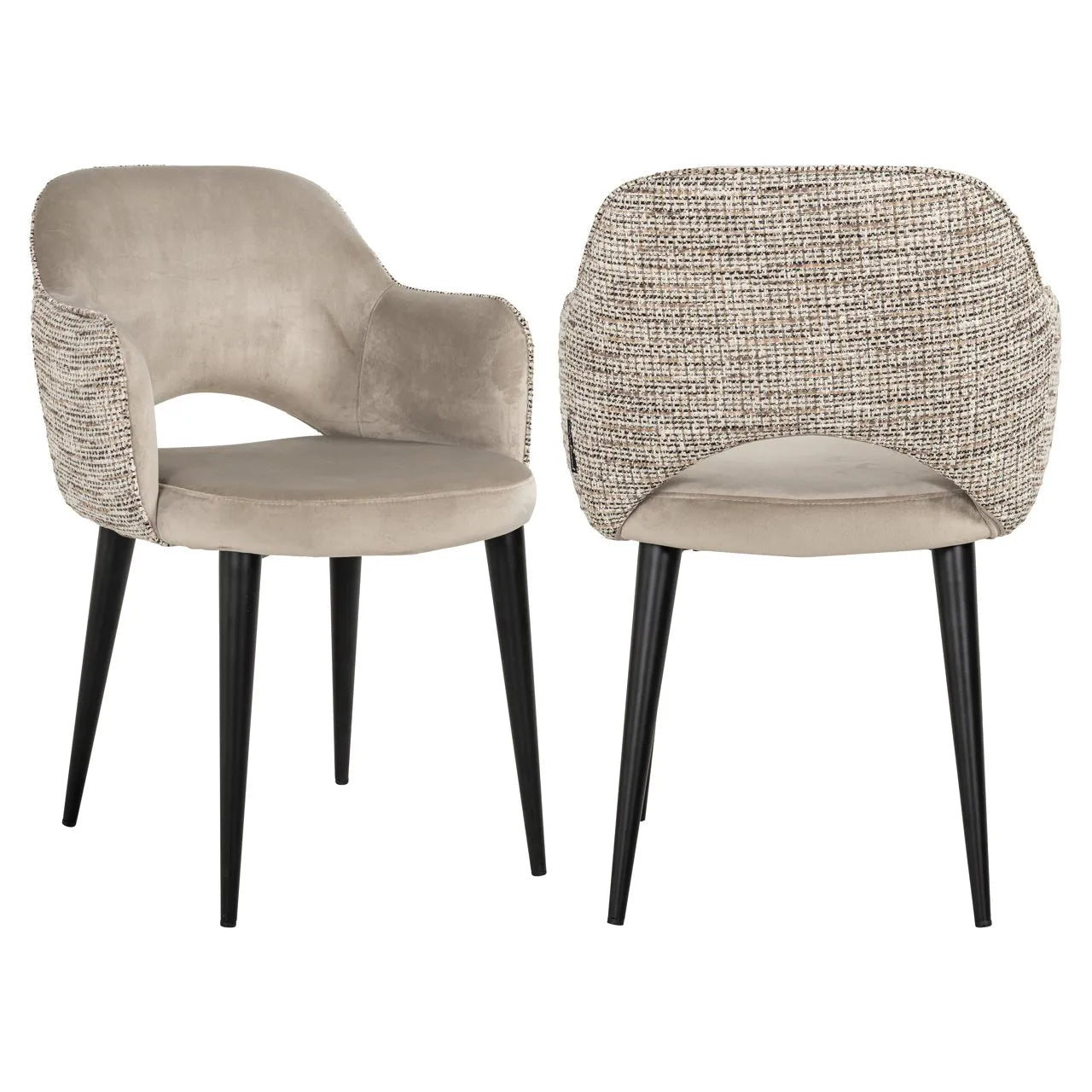 Richmond Interiors Giovanna Trendy Taupe Khaki Velvet Dining Chair