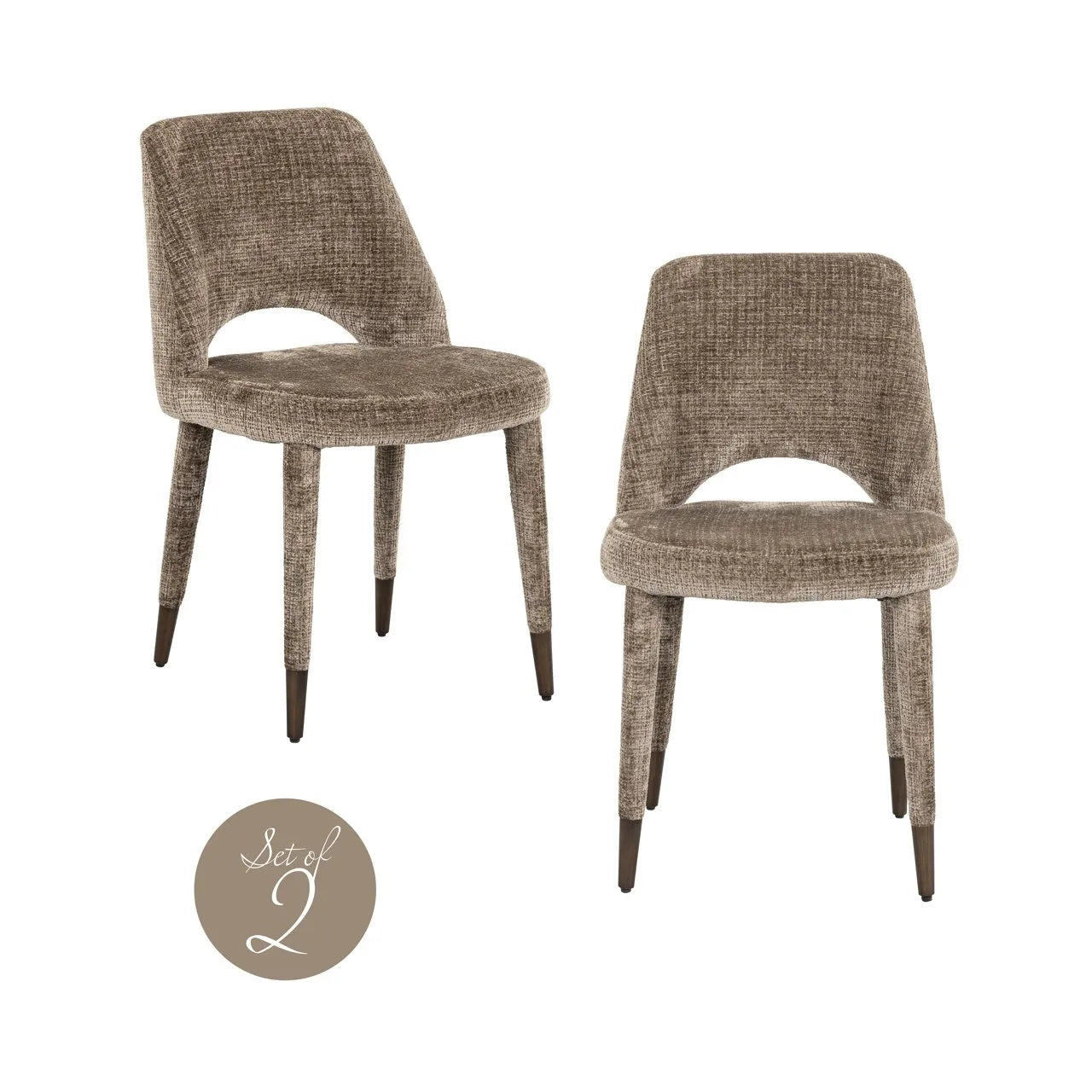 Set Of 2 Richmond Interiors Cecilia Stone Chenille Dining Chair