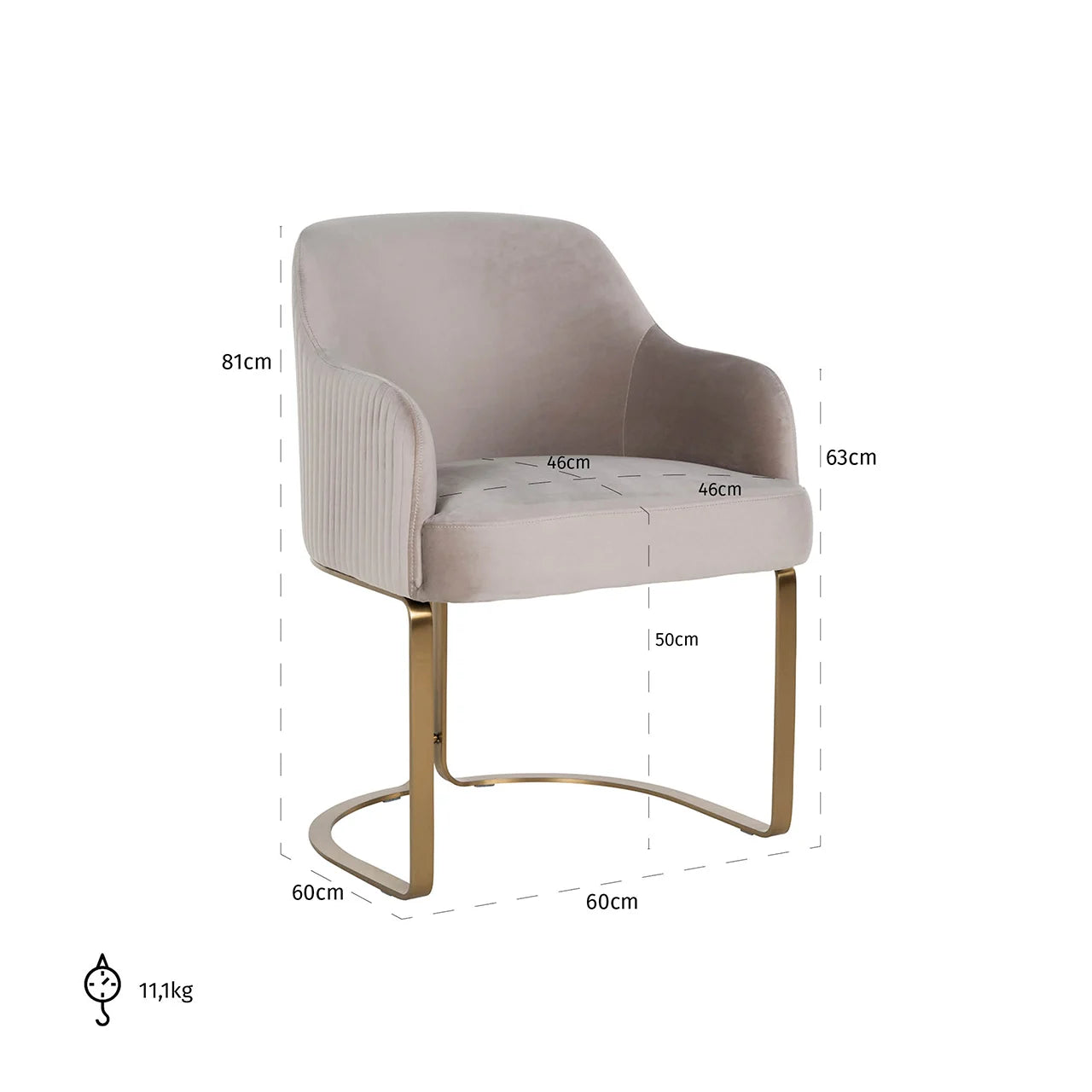 Richmond Interiors Hadley Taupe Khaki Velvet & Gold Chair