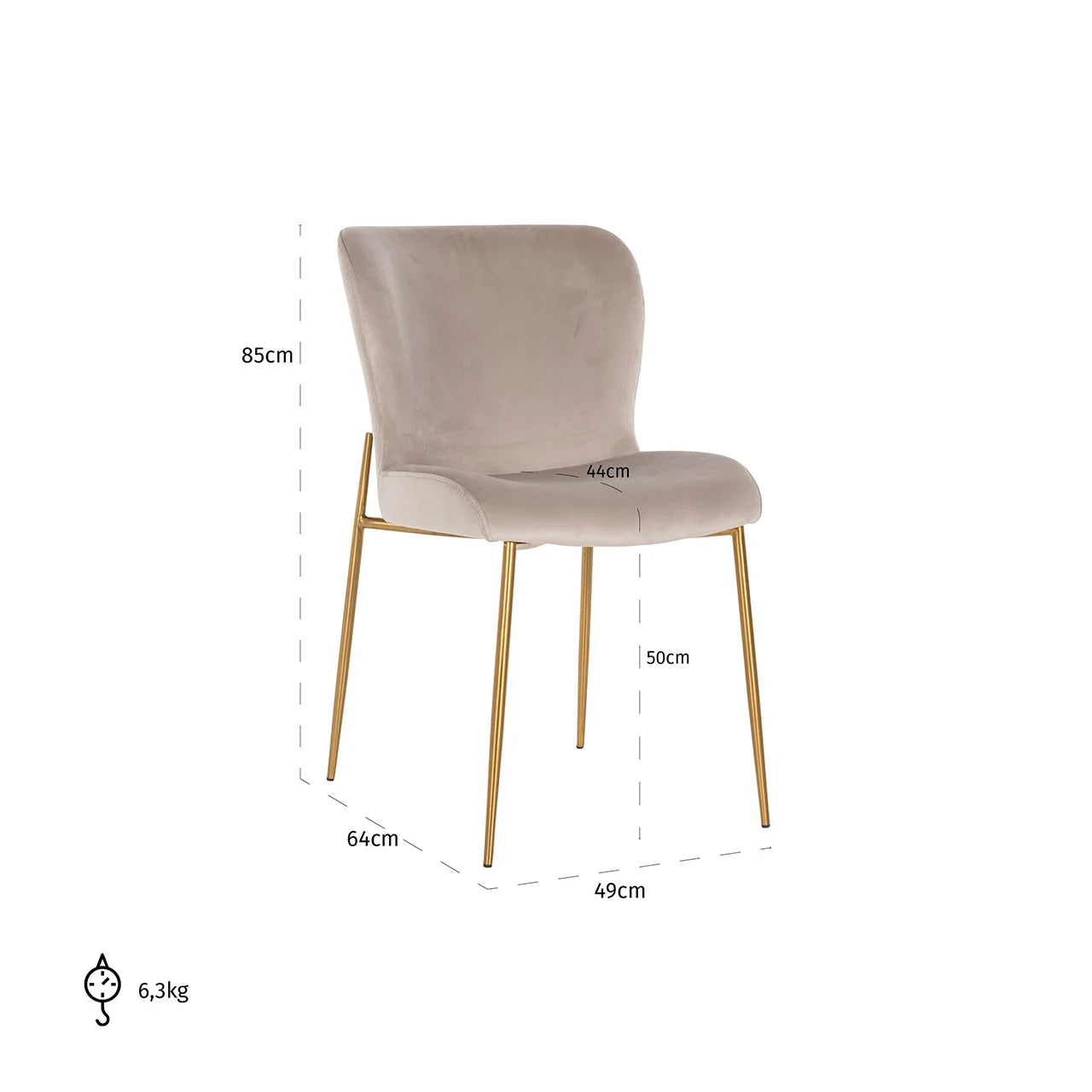 Set of 2 Richmond Interiors Odessa Taupe Khaki Velvet Dining Chair