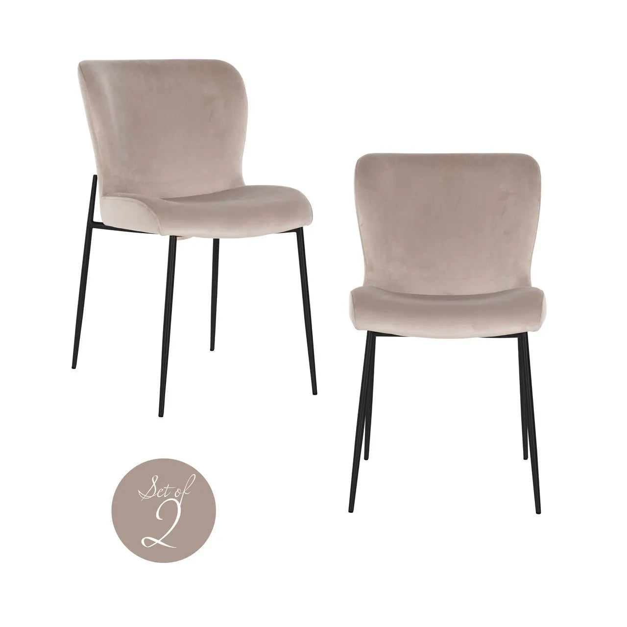 Set Of 2 Richmond Interiors Darby Taupe Velvet Dining Chair
