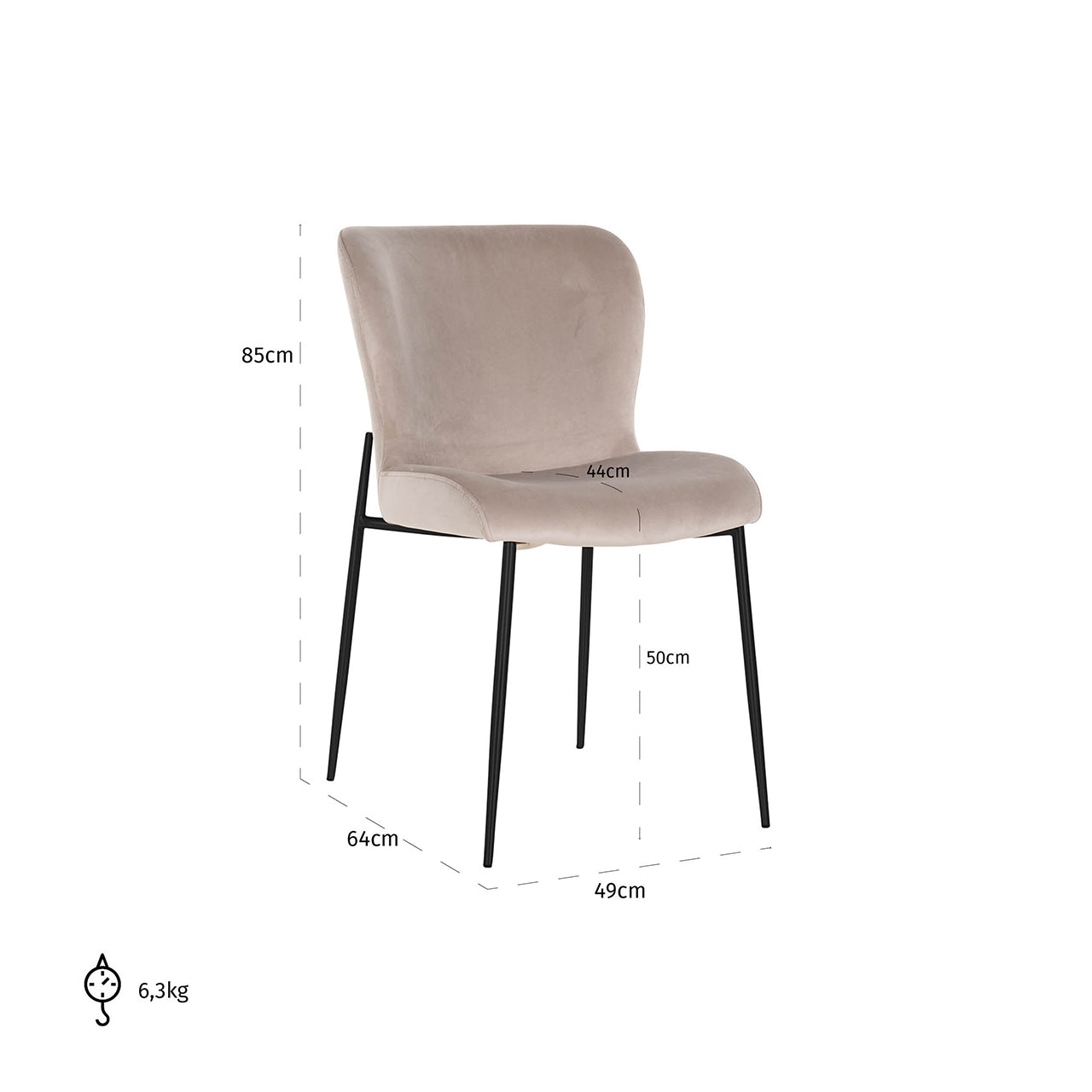 Set Of 2 Richmond Interiors Darby Taupe Velvet Dining Chair