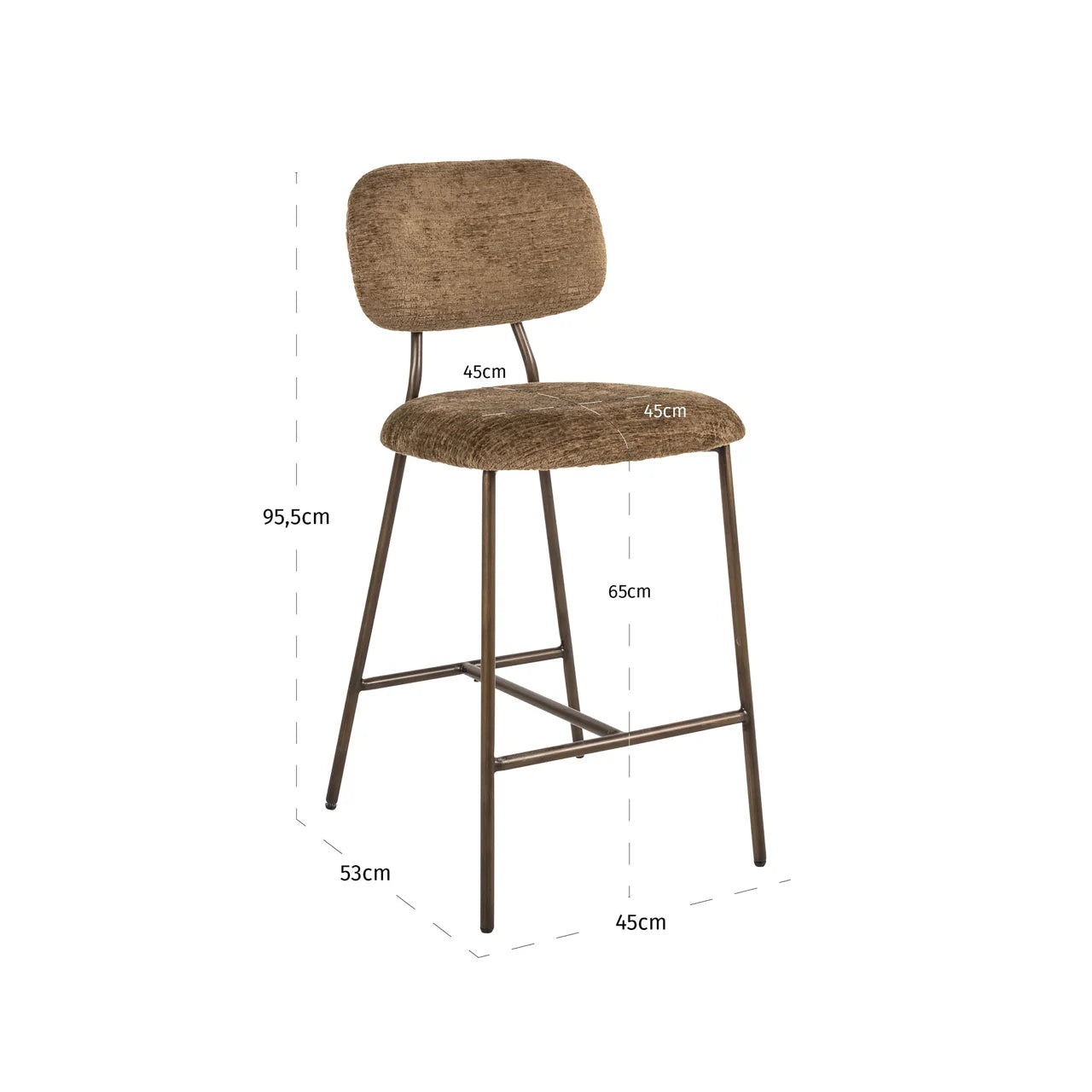 Set of 2 Richmond Interiors Xenia Brandy Brown Chenille Counter Stool