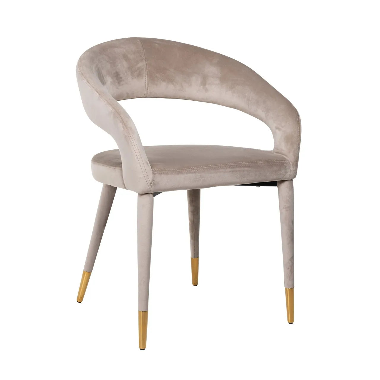 Richmond Interiors Ava Taupe Khaki Velvet Gold Tips Dining Chair