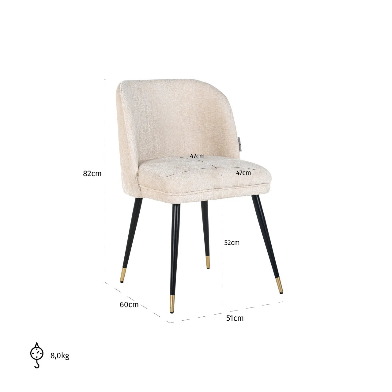 Richmond Interiors Alicia Bergen White Chenille Dining Chair