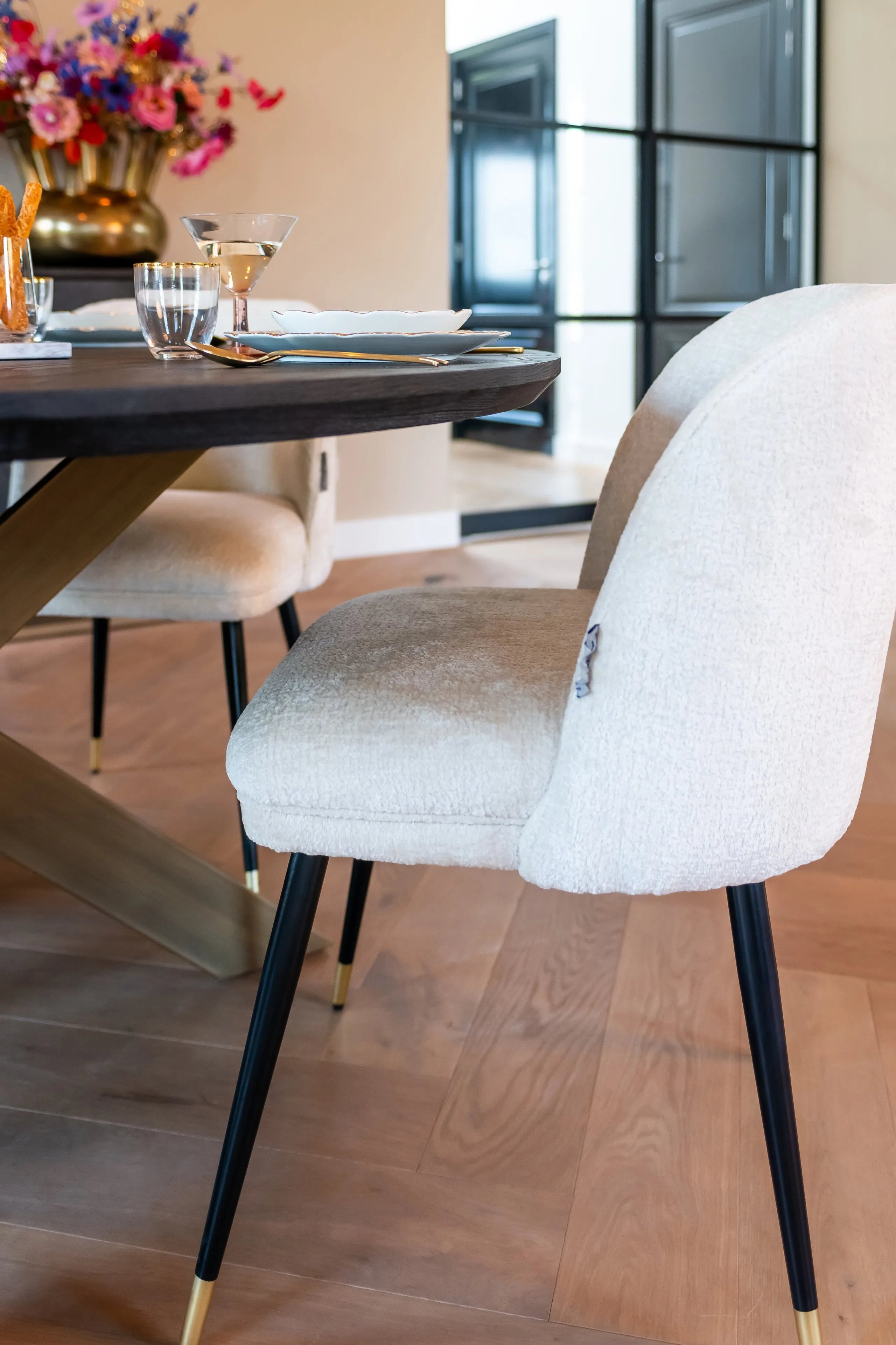 Richmond Interiors Alicia Bergen White Chenille Dining Chair