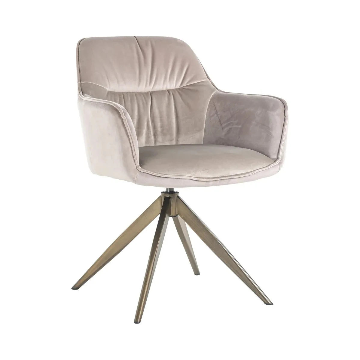 Richmond Interiors Aline Taupe Khaki Velvet & Gold Swivel Chair