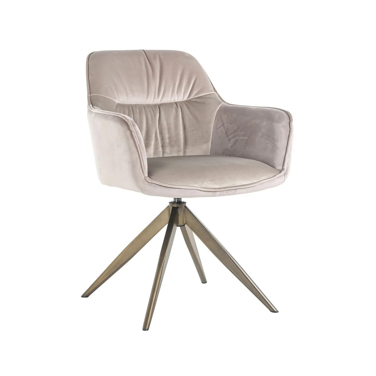 Richmond Interiors Aline Taupe Khaki Velvet & Gold Swivel Chair