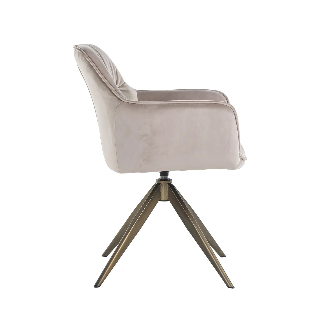 Richmond Interiors Aline Taupe Khaki Velvet & Gold Swivel Chair