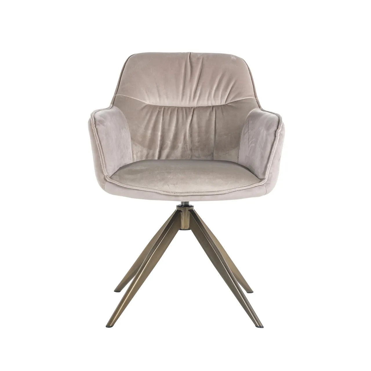 Richmond Interiors Aline Taupe Khaki Velvet & Gold Swivel Chair