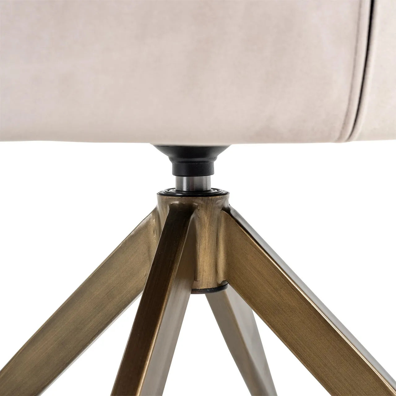 Richmond Interiors Aline Taupe Khaki Velvet & Gold Swivel Chair
