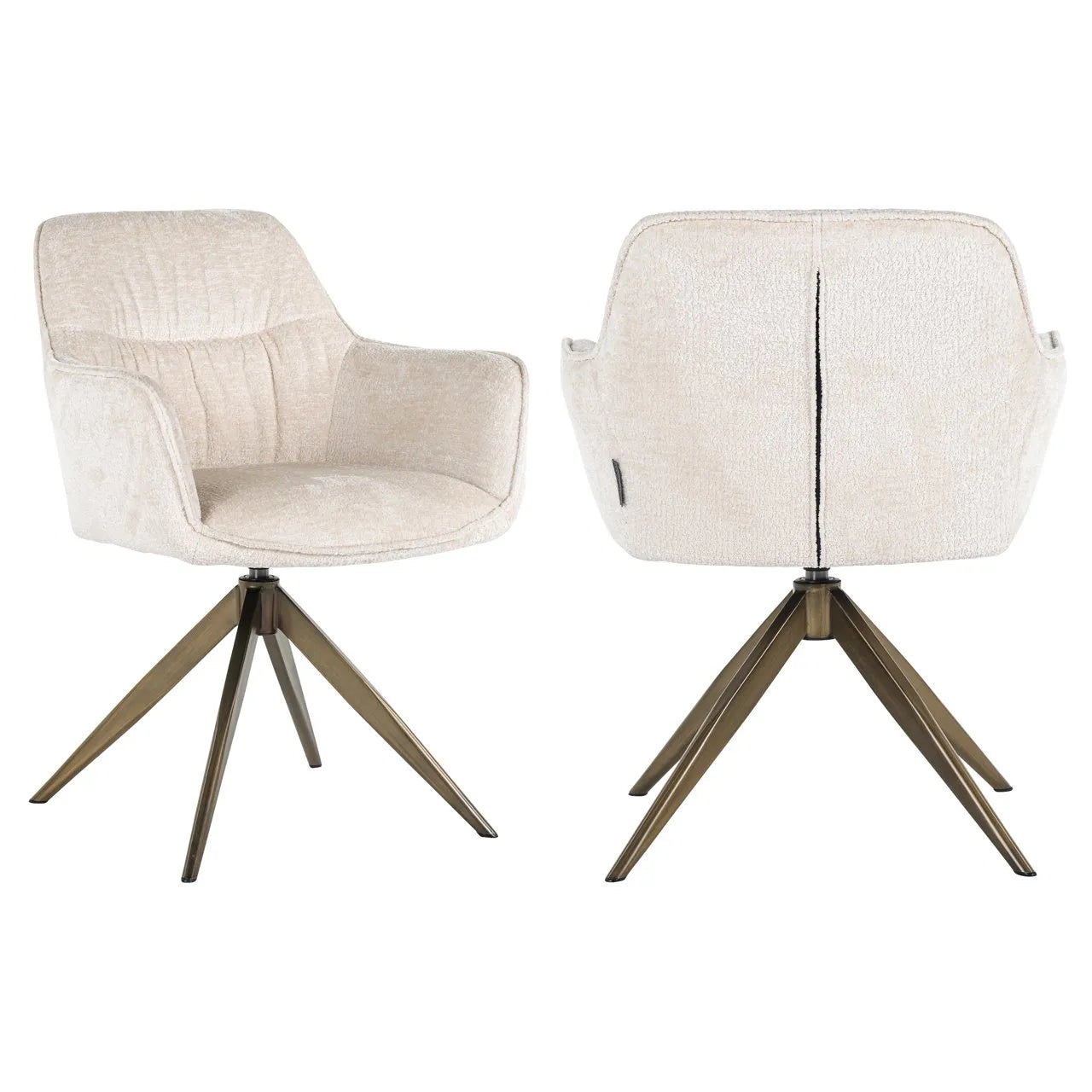 Richmond Interiors Aline Bergen White Chenille & Gold Swivel Chair