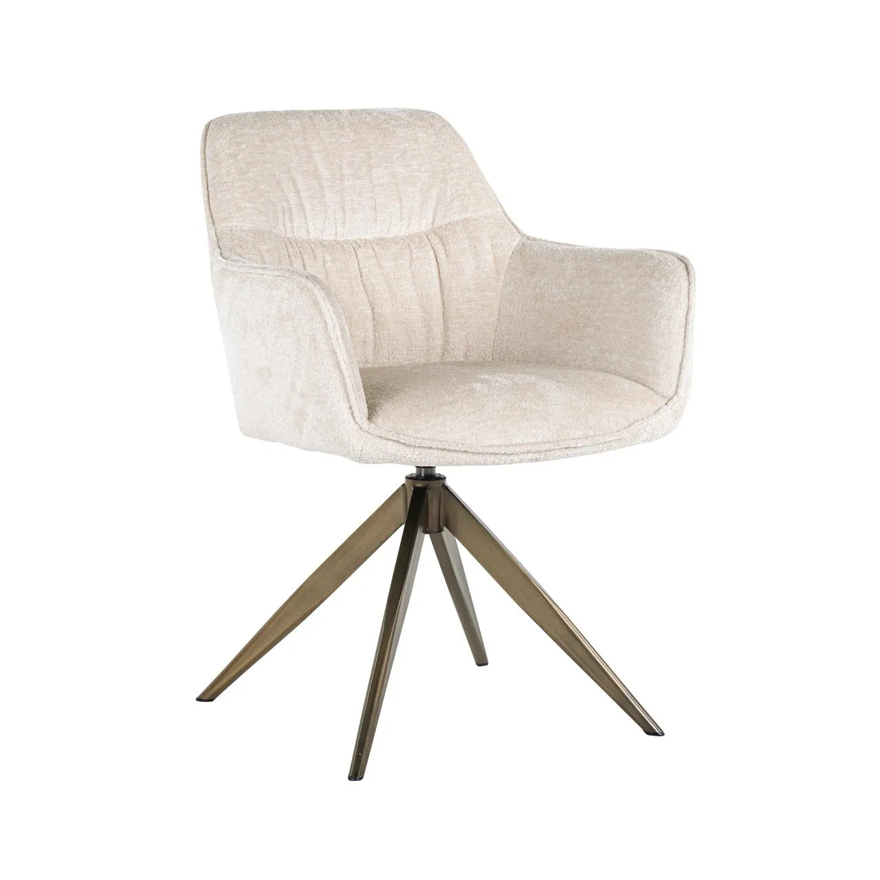 Richmond Interiors Aline Bergen White Chenille & Gold Swivel Chair