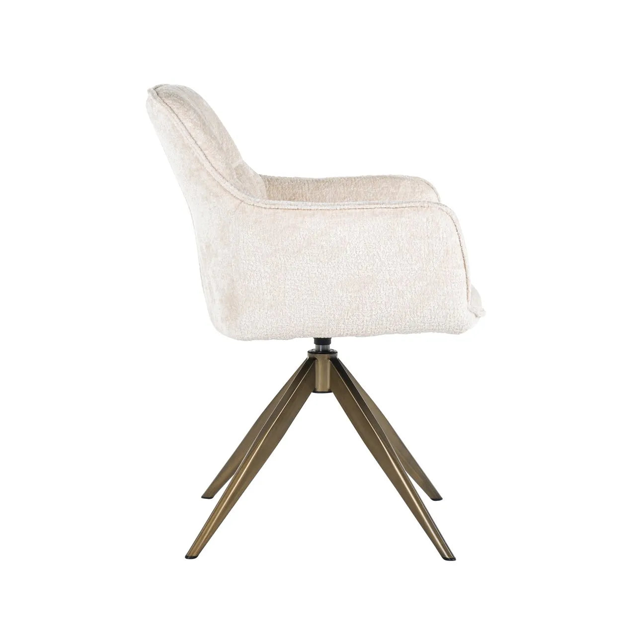 Richmond Interiors Aline Bergen White Chenille & Gold Swivel Chair