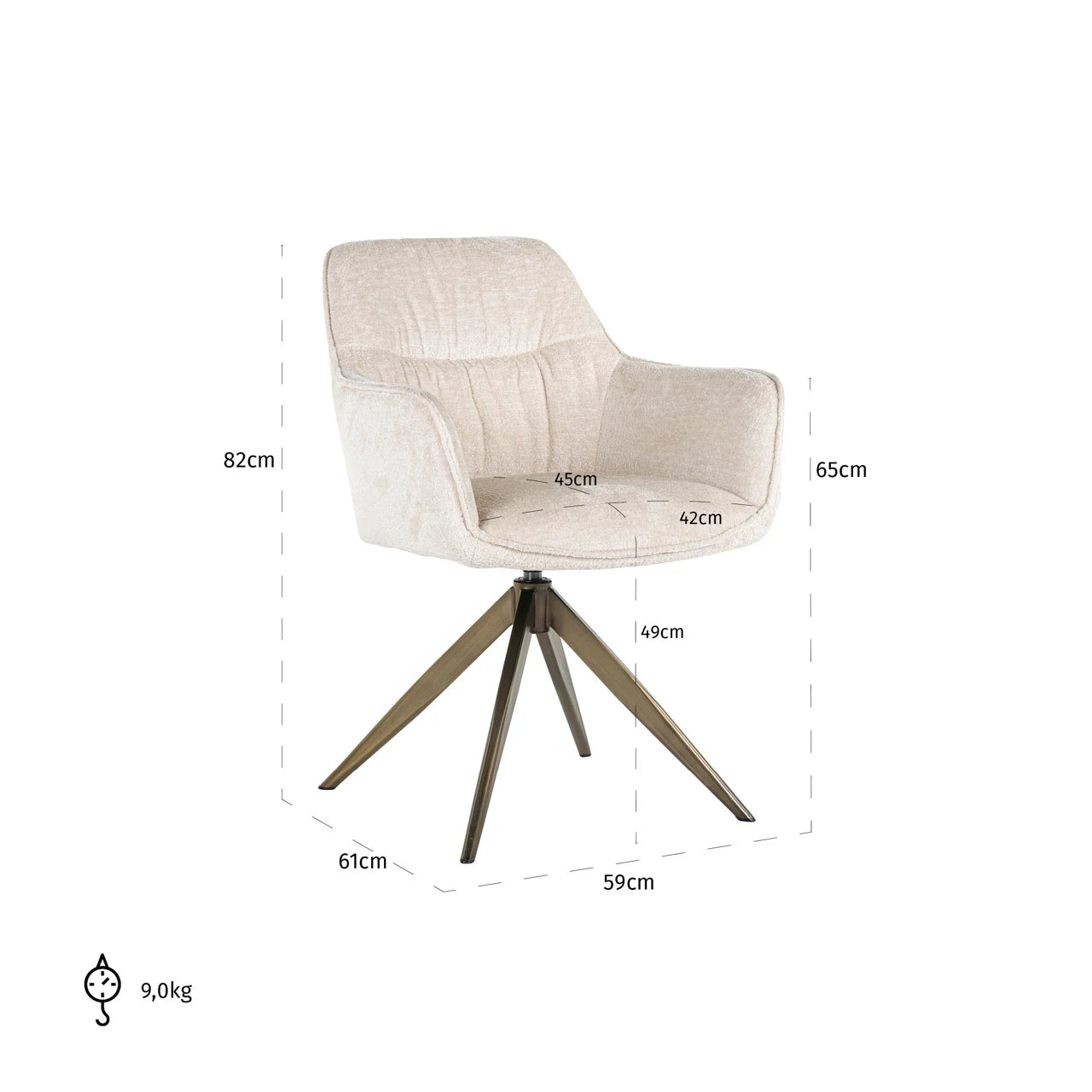 Richmond Interiors Aline Bergen White Chenille & Gold Swivel Chair