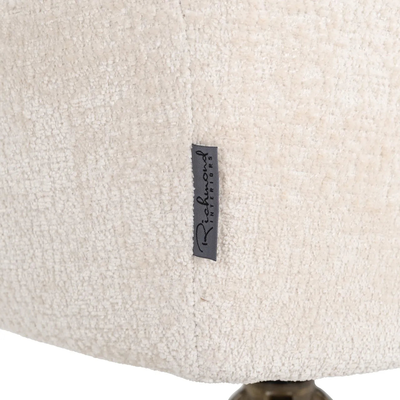 Richmond Interiors Aline Bergen White Chenille & Gold Swivel Chair