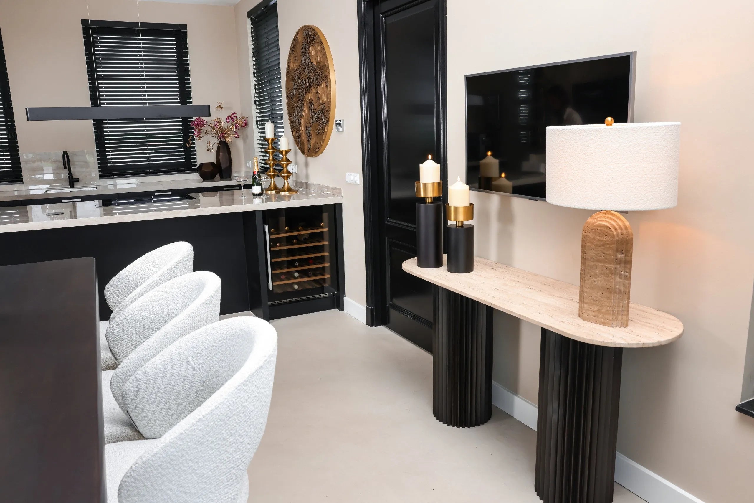 Richmond Interiors Bloom Gold Coin Round Disk Wall Art Large