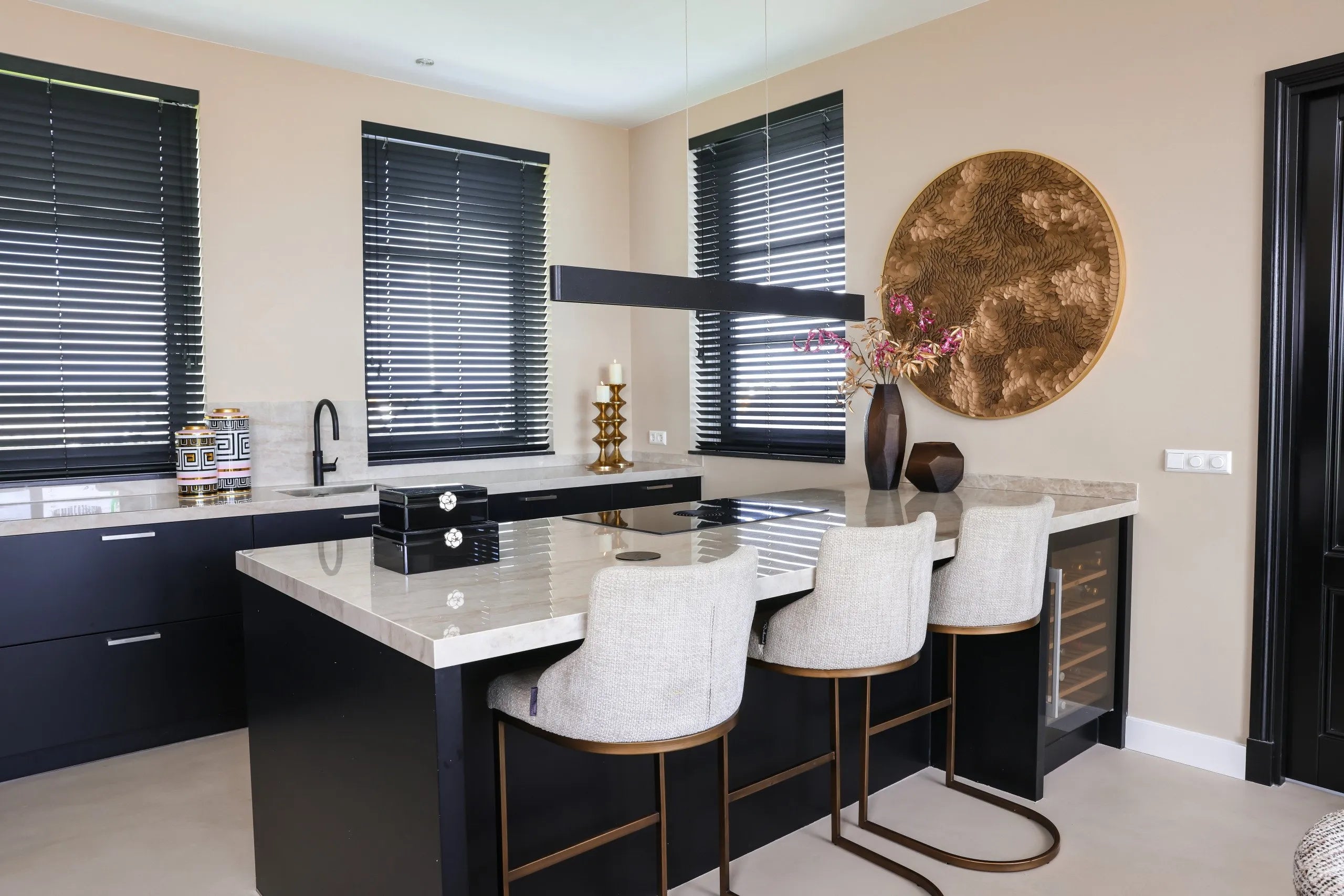 Richmond Interiors Bloom Gold Coin Round Disk Wall Art Large