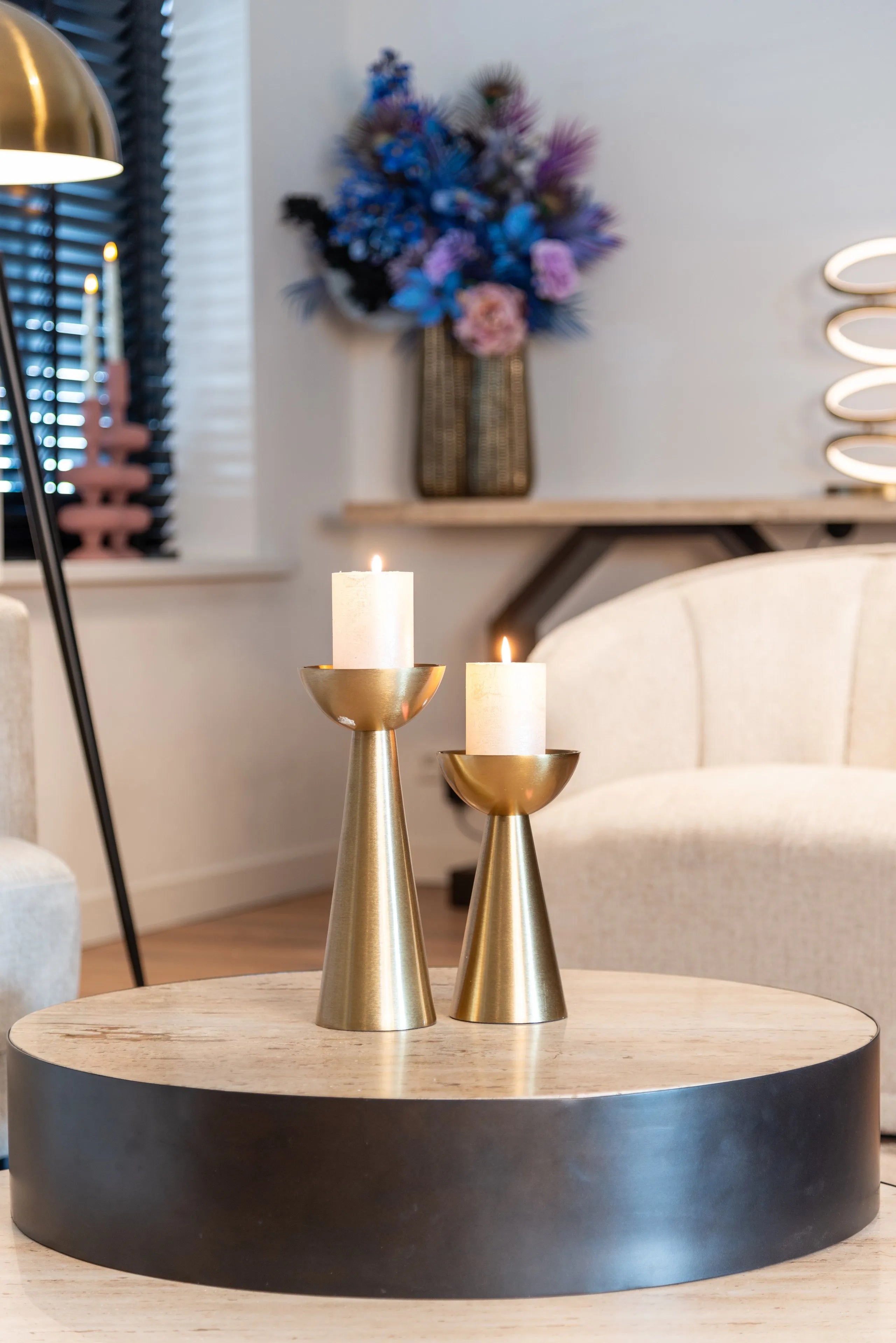 Richmond Interiors Jaimin Brushed Gold Stacked Rings Led Table Lamp
