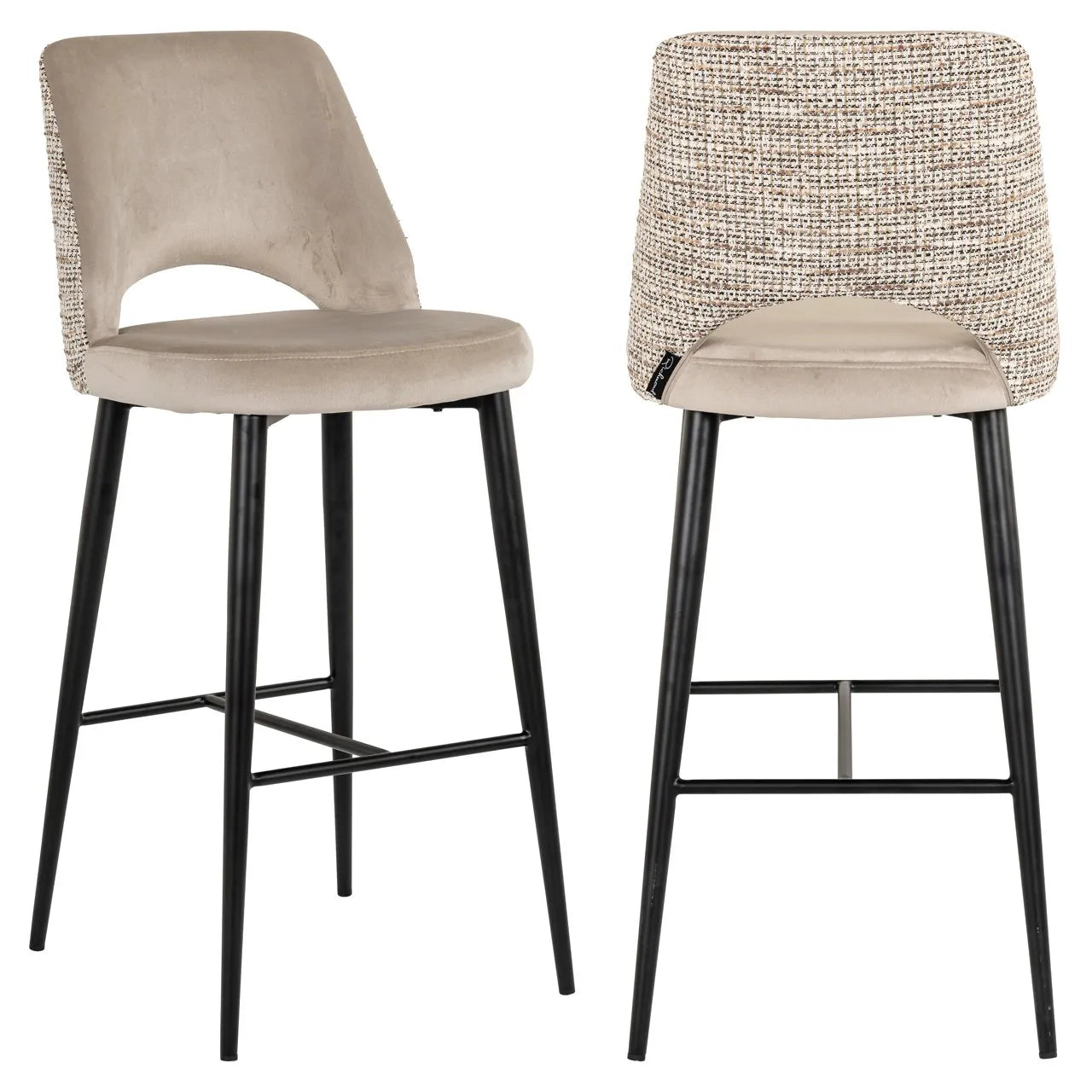 Richmond Interiors Tabitha Taupe Khaki Velvet Bar Stool