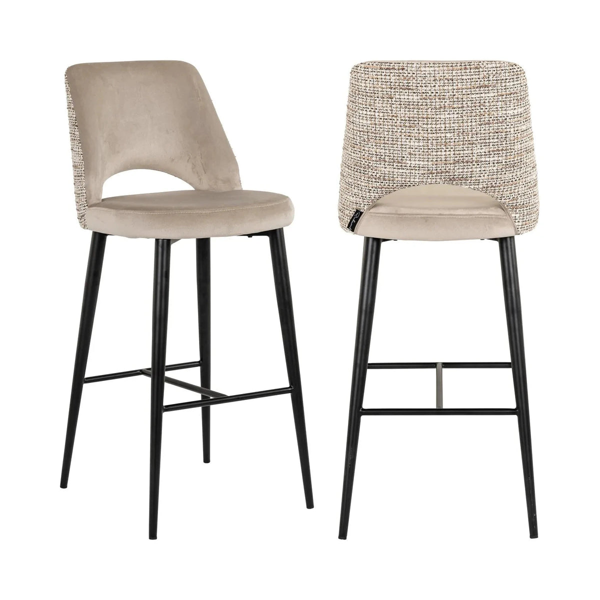 Richmond Interiors Tabitha Taupe Khaki Velvet Bar Stool