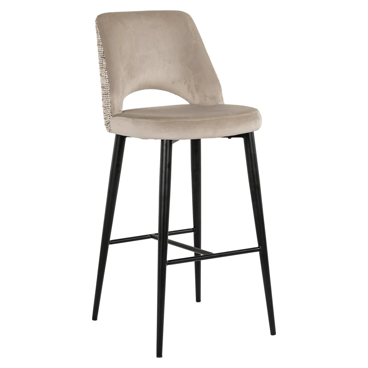 Richmond Interiors Tabitha Taupe Khaki Velvet Bar Stool
