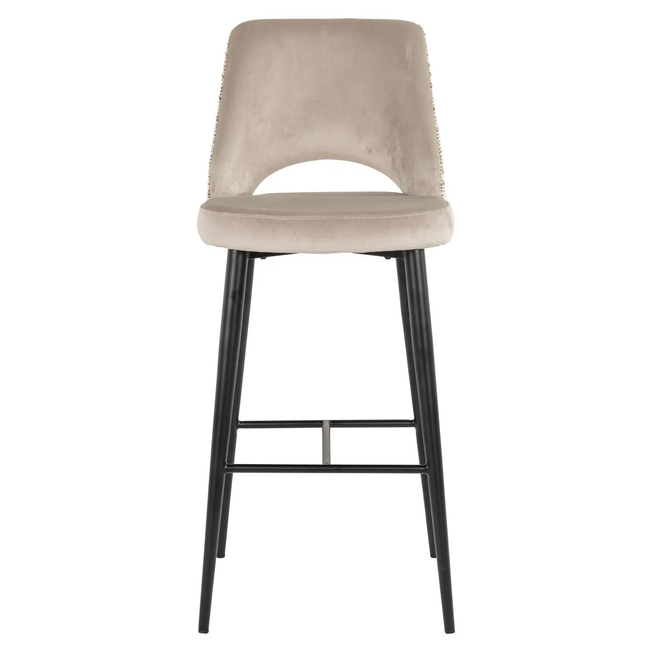 Richmond Interiors Tabitha Taupe Khaki Velvet Bar Stool