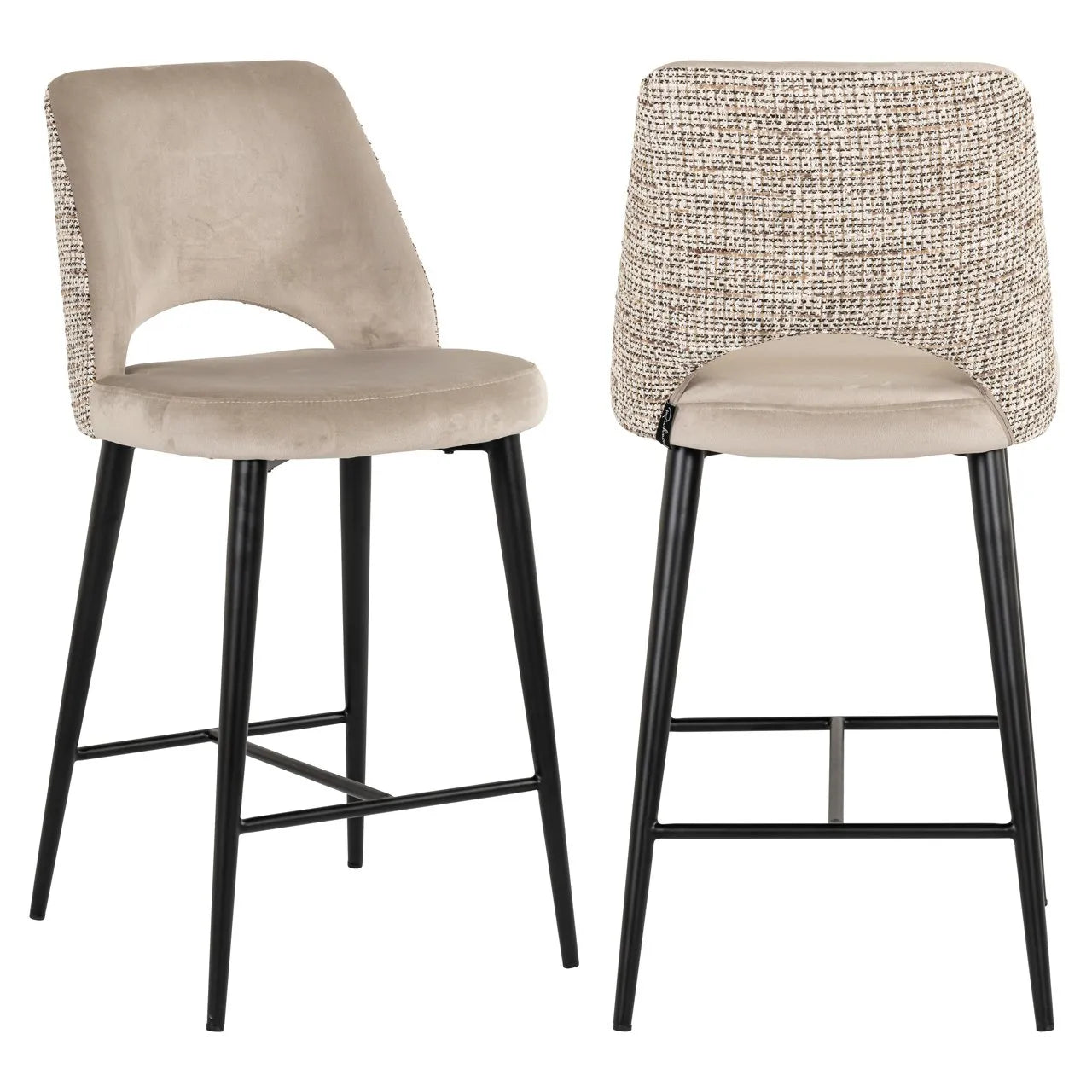 Richmond Interiors Tabitha Taupe Khaki Velvet Counter Stool