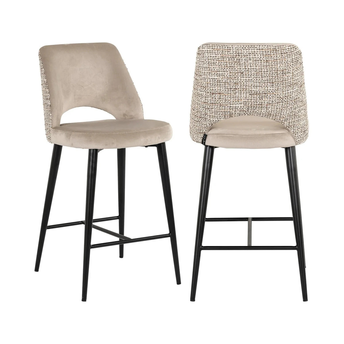 Richmond Interiors Tabitha Taupe Khaki Velvet Counter Stool