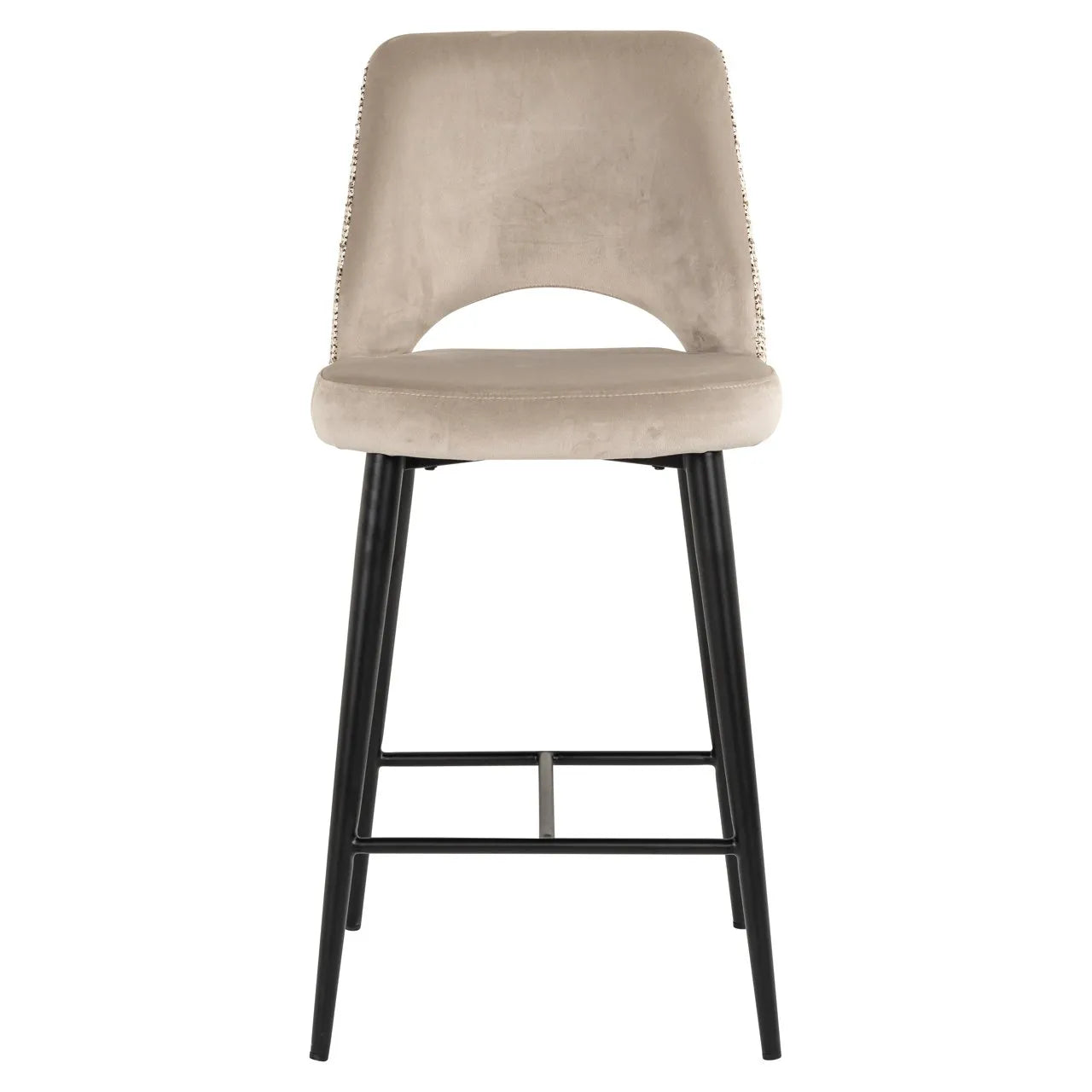 Richmond Interiors Tabitha Taupe Khaki Velvet Counter Stool
