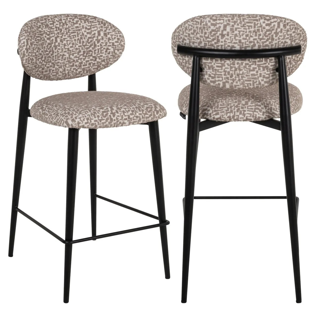 Richmond Interiors Dantes Taupe Natural Geo Fabric Counter Stool