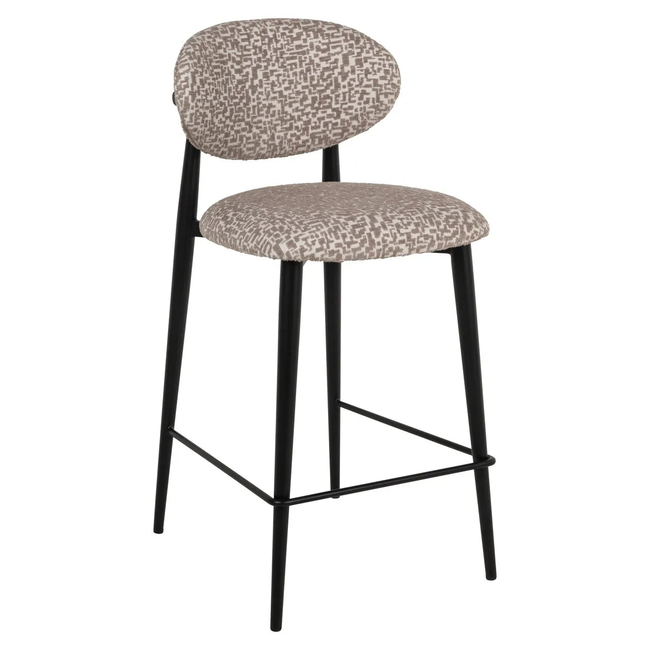 Richmond Interiors Dantes Taupe Natural Geo Fabric Counter Stool