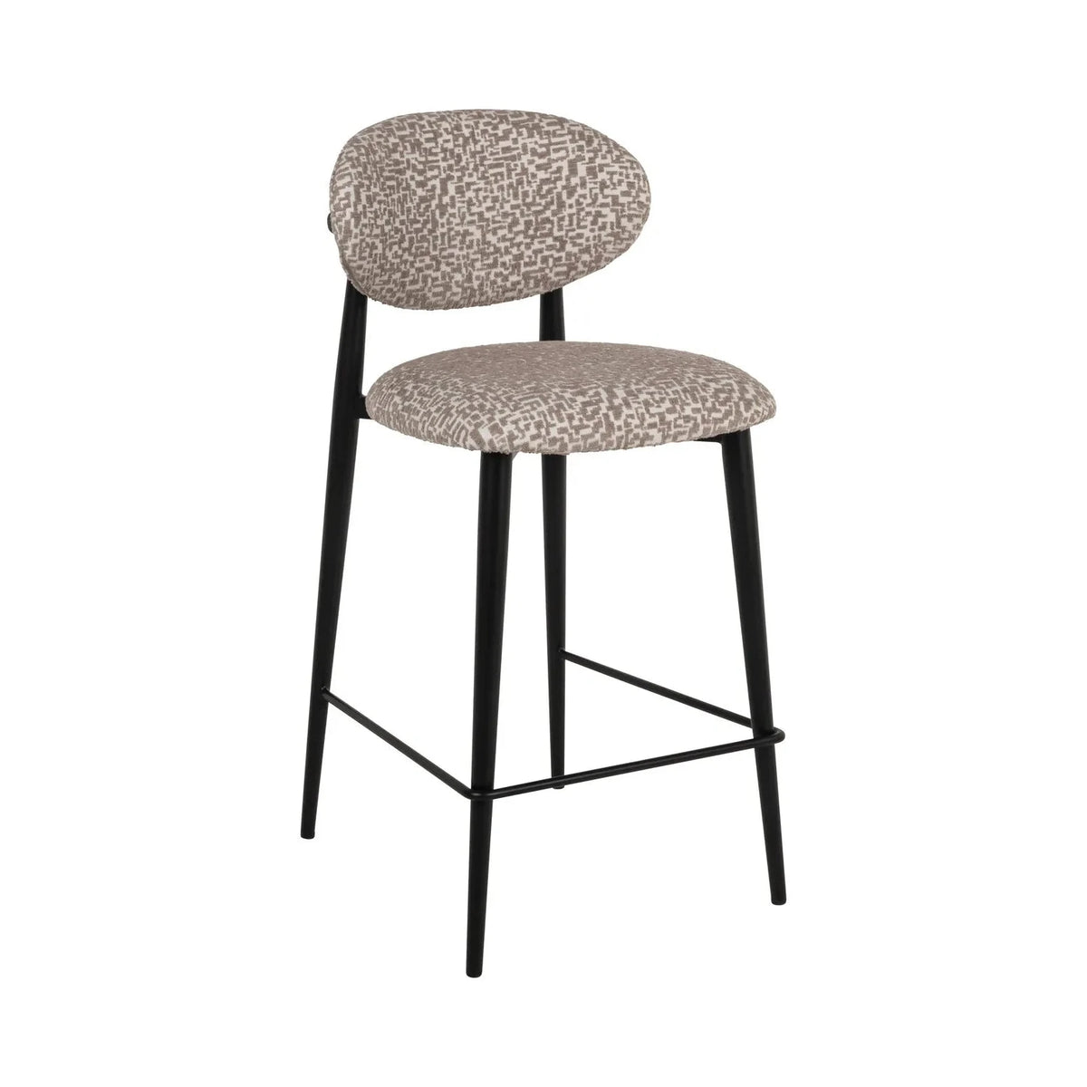 Richmond Interiors Dantes Taupe Natural Geo Fabric Counter Stool
