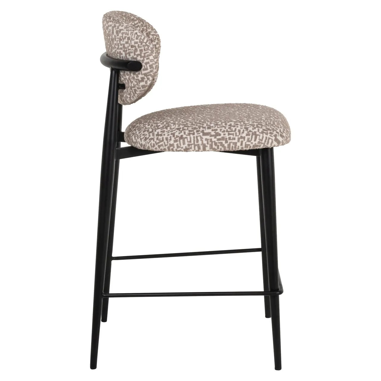 Richmond Interiors Dantes Taupe Natural Geo Fabric Counter Stool