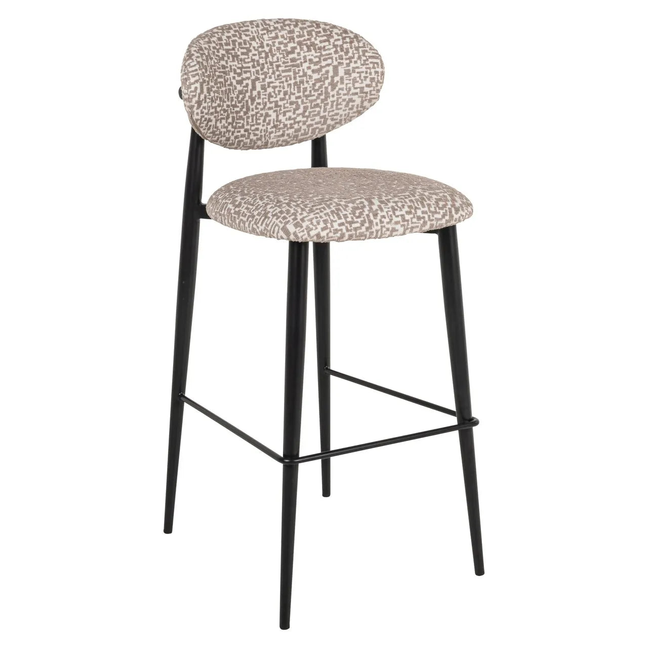Richmond Interiors Dantes Taupe Natural Geo Fabric Bar Stool