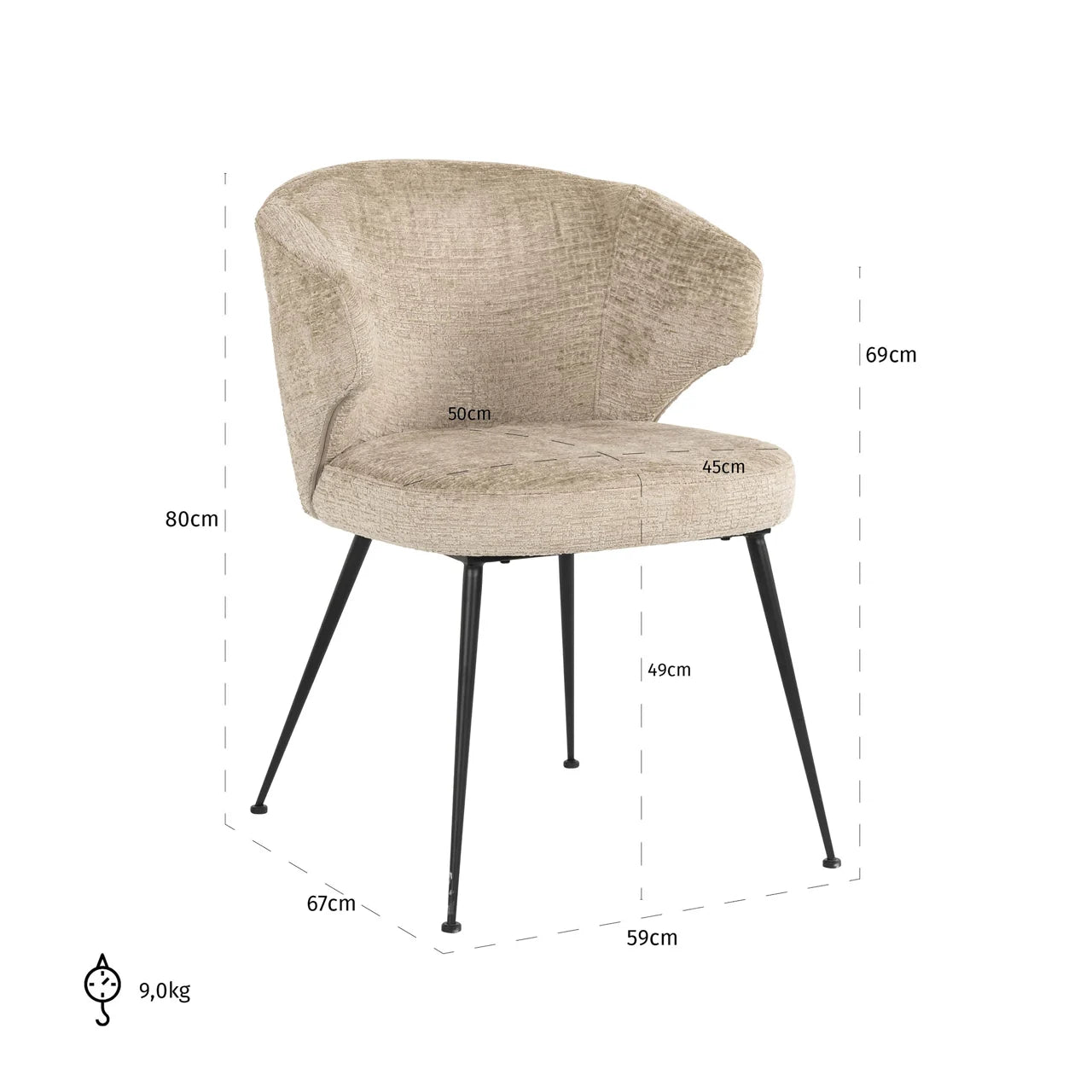 Richmond Interiors Xandra Desert Taupe Chenille Dining Chair