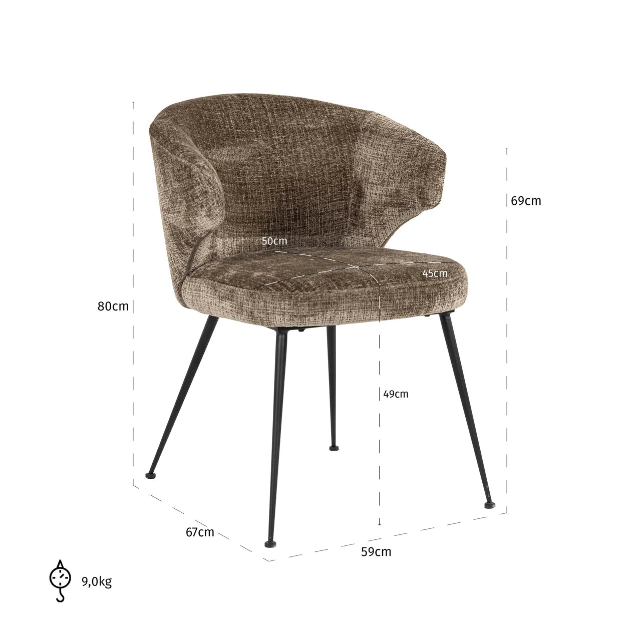 Richmond Interiors Xandra Desert Stone Chenille Dining Chair