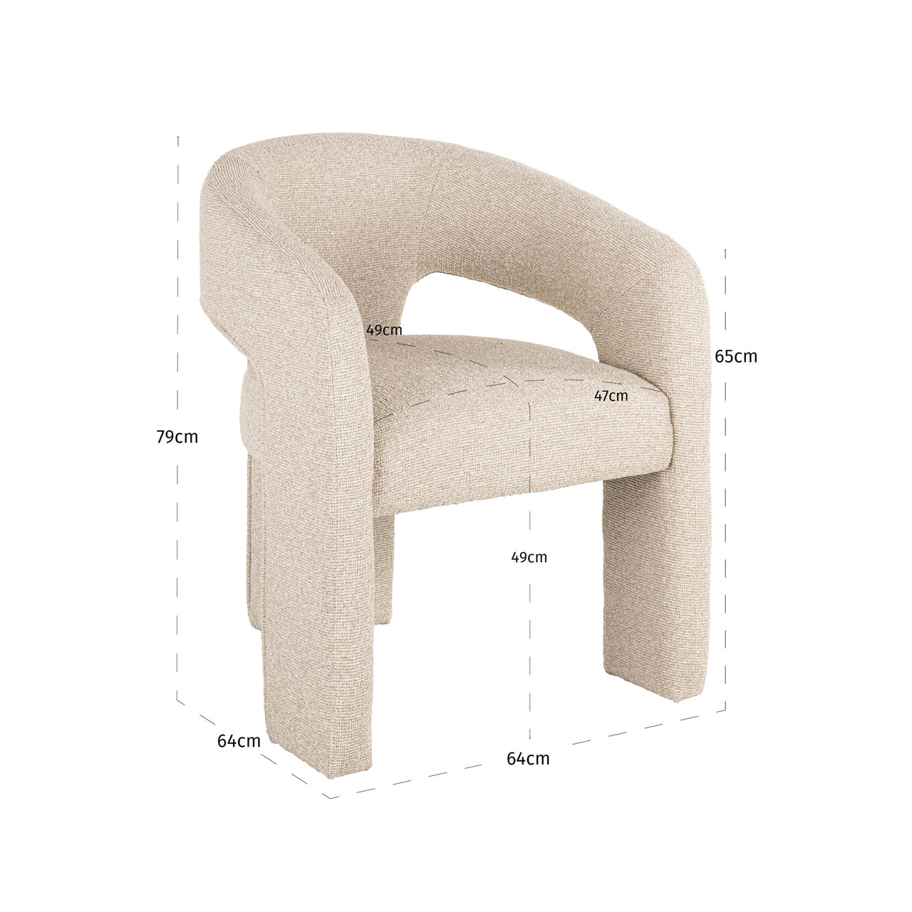 Richmond Interiors Belle Taupe Boucle Tripod Dining Chair