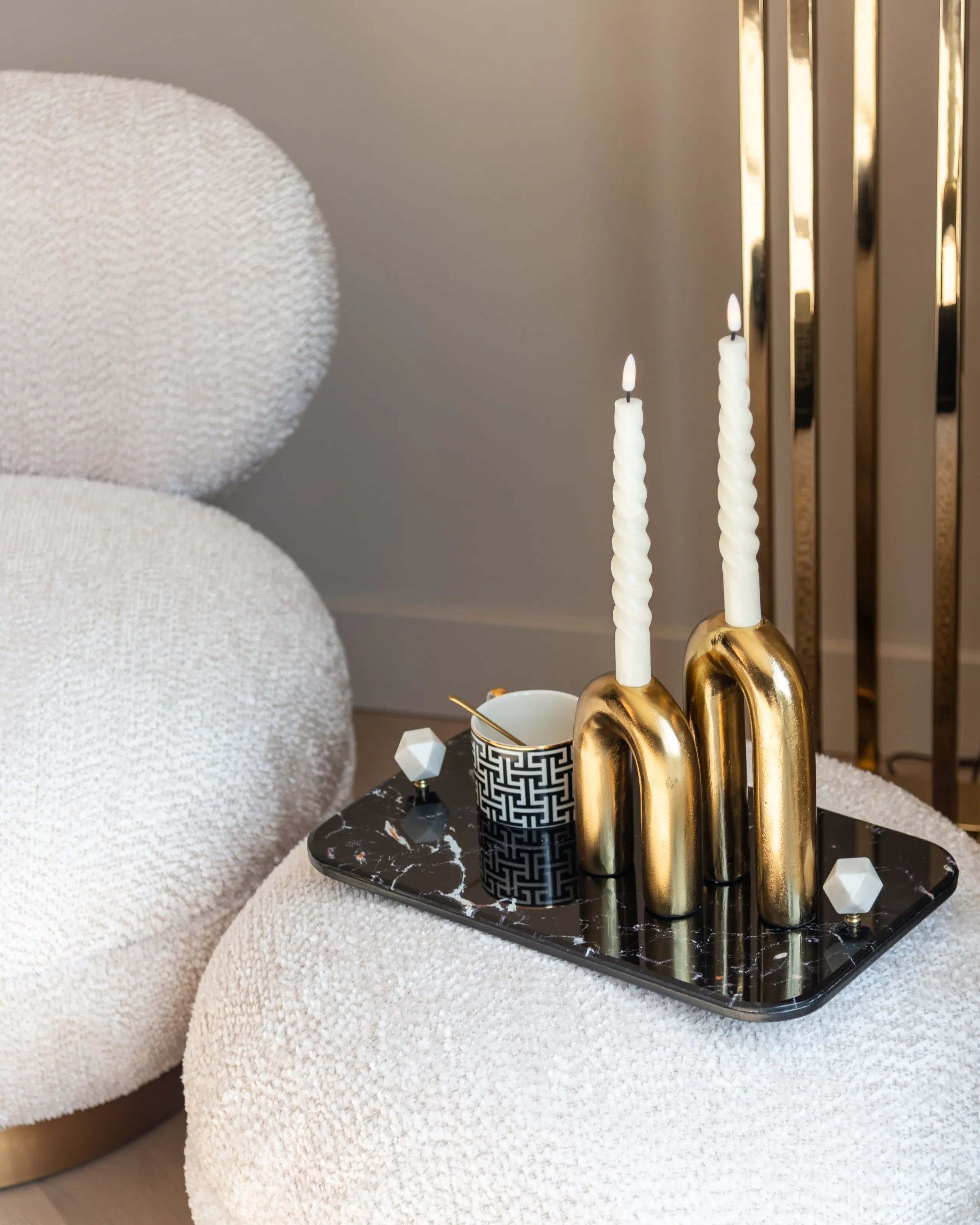 Richmond Interiors Yaya Black Marble Tray