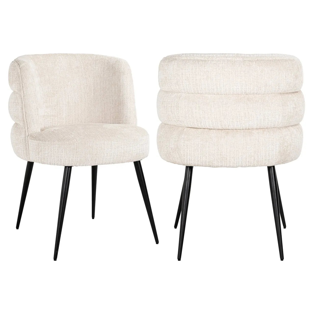 Richmond Interiors Stella Niagara Cream Chenille Rounded Back Dining Chair