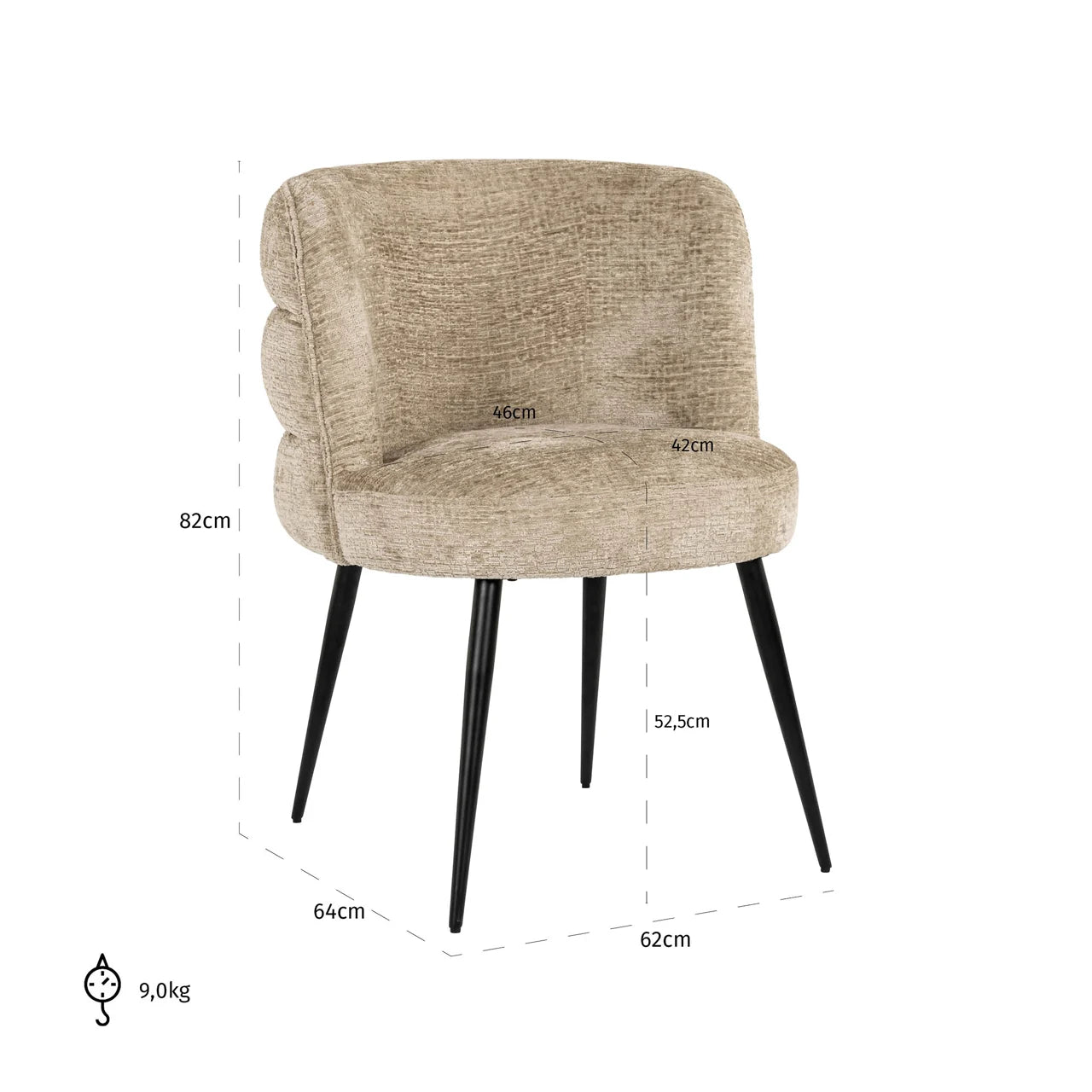 Richmond Interiors Stella Niagara Desert Taupe Chenille Rounded Back Dining Chair