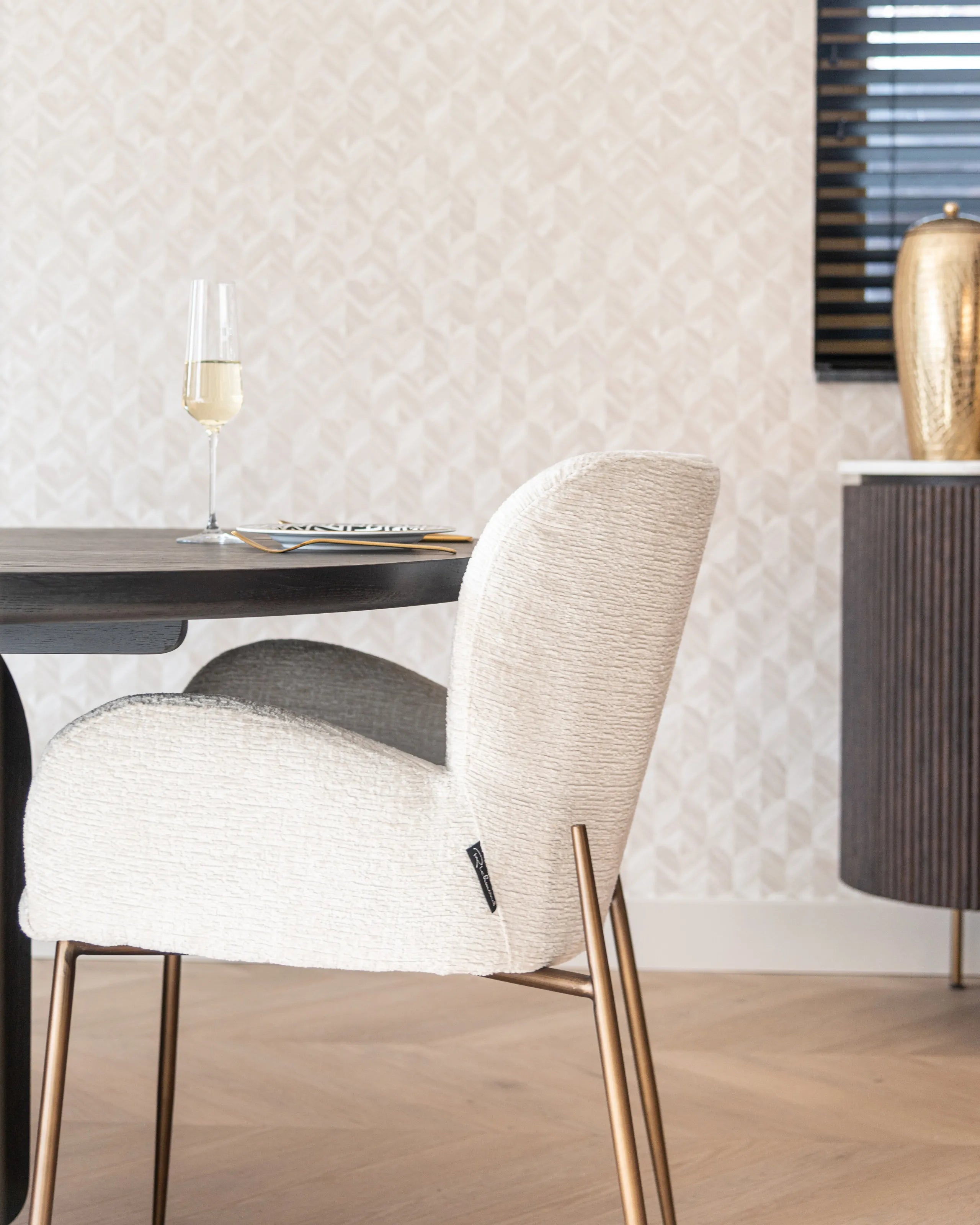 Richmond Interiors Amber Fusion Cream Chenille Dining Chair
