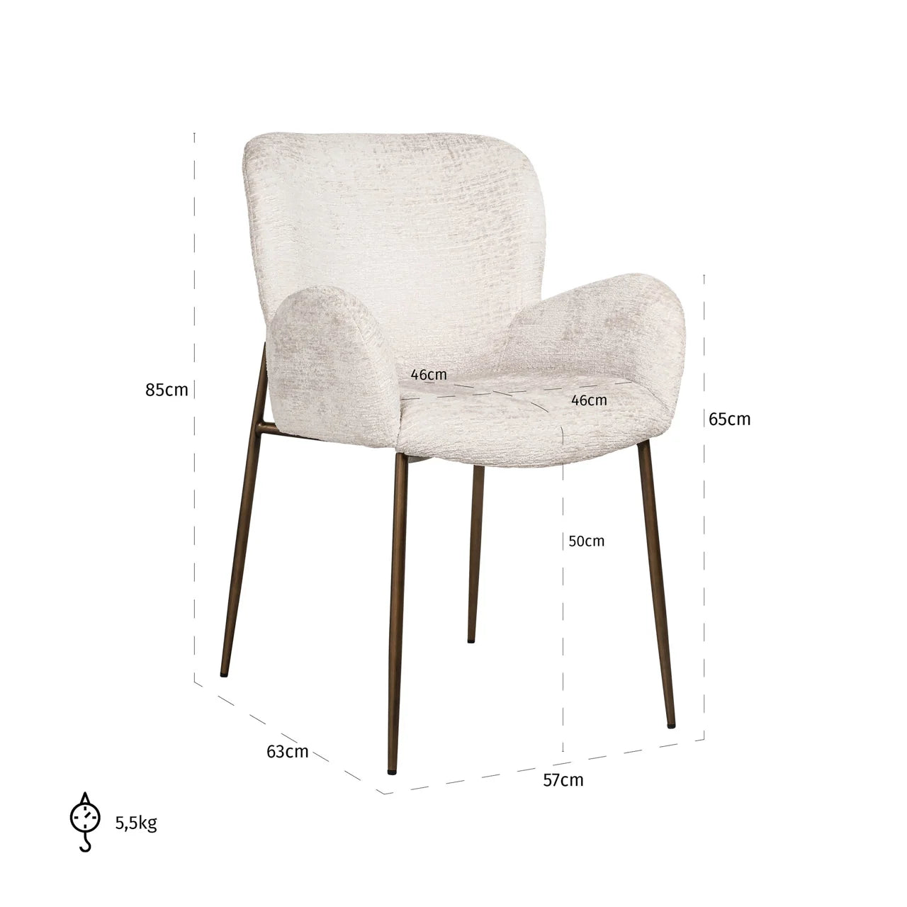 Richmond Interiors Amber Fusion Cream Chenille Dining Chair
