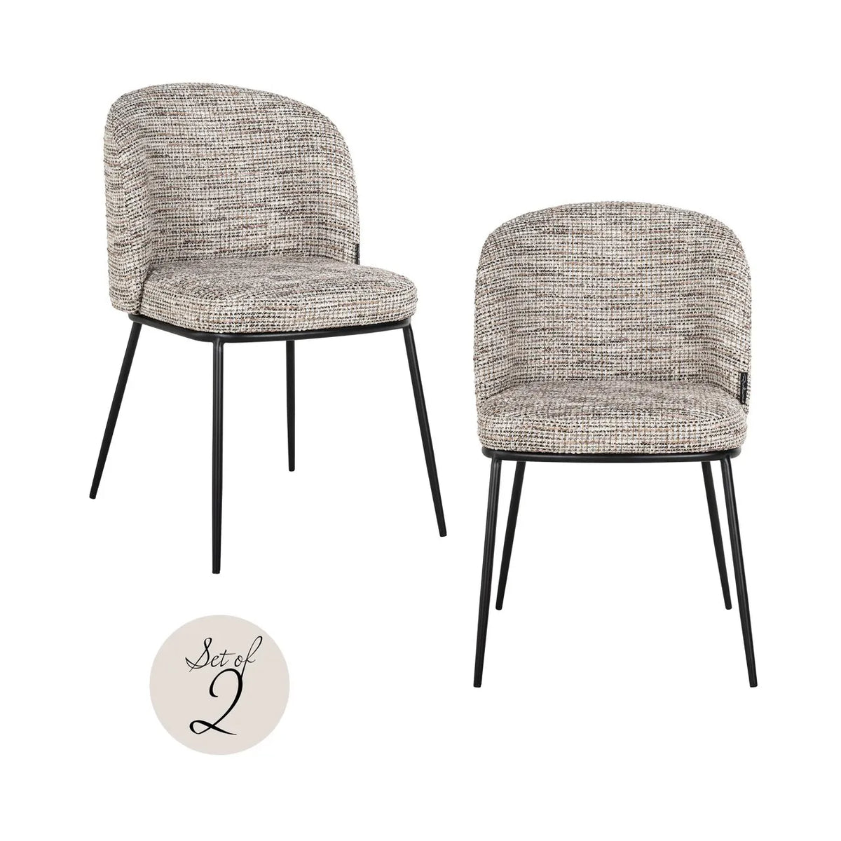 Set Of 2 Richmond Interiors Elvi Mixed Taupe Fabric Dining Chair