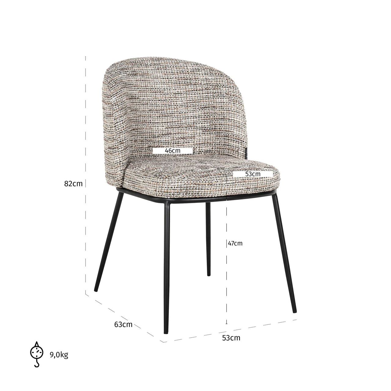 Set Of 2 Richmond Interiors Elvi Mixed Taupe Fabric Dining Chair