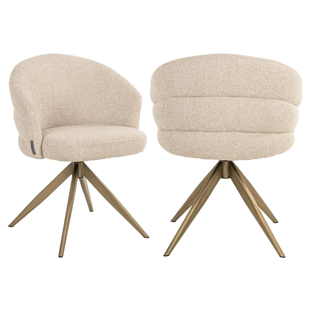 Richmond Interiors Zendaya Taupe Boucle Swivel Dining Chair