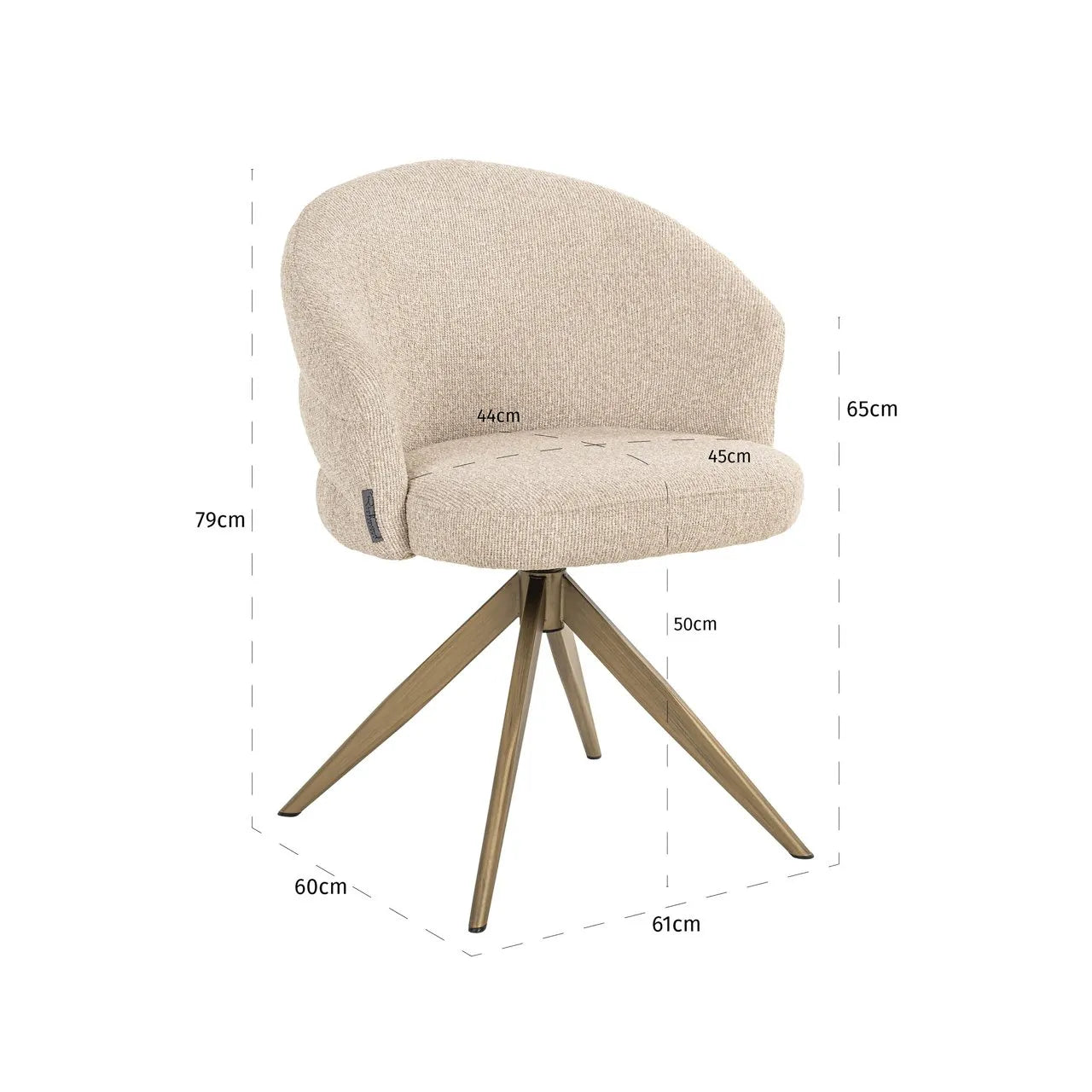 Richmond Interiors Zendaya Taupe Boucle Swivel Dining Chair