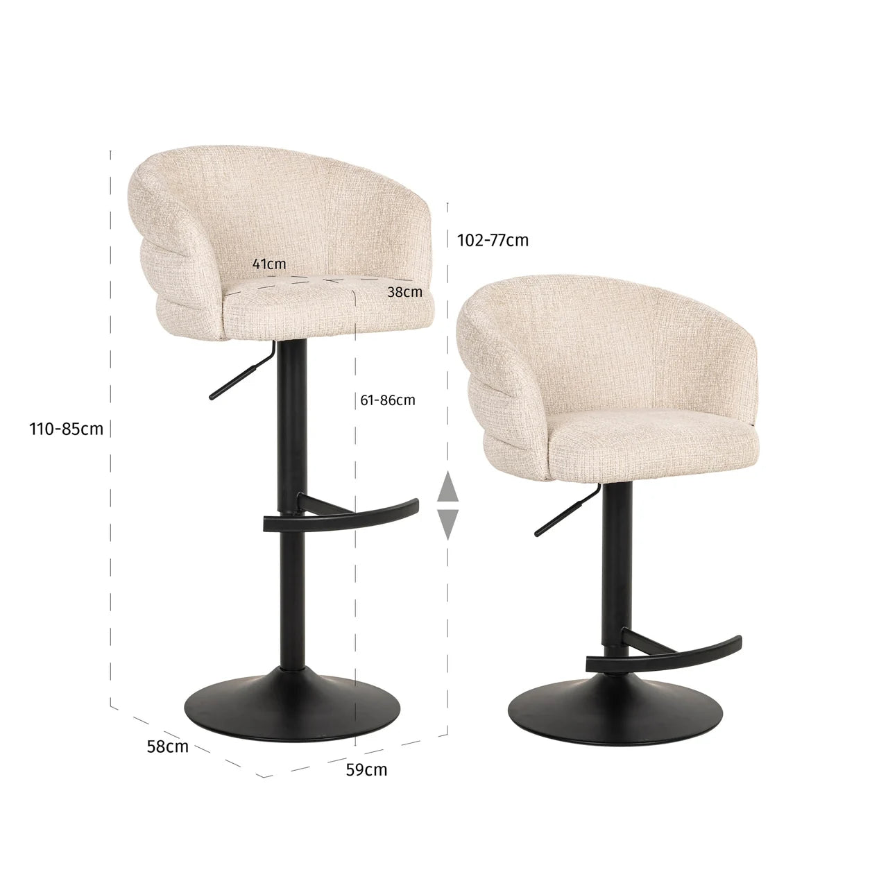 Richmond Interiors Nikki Beige Chenille Swivel Bar Stool