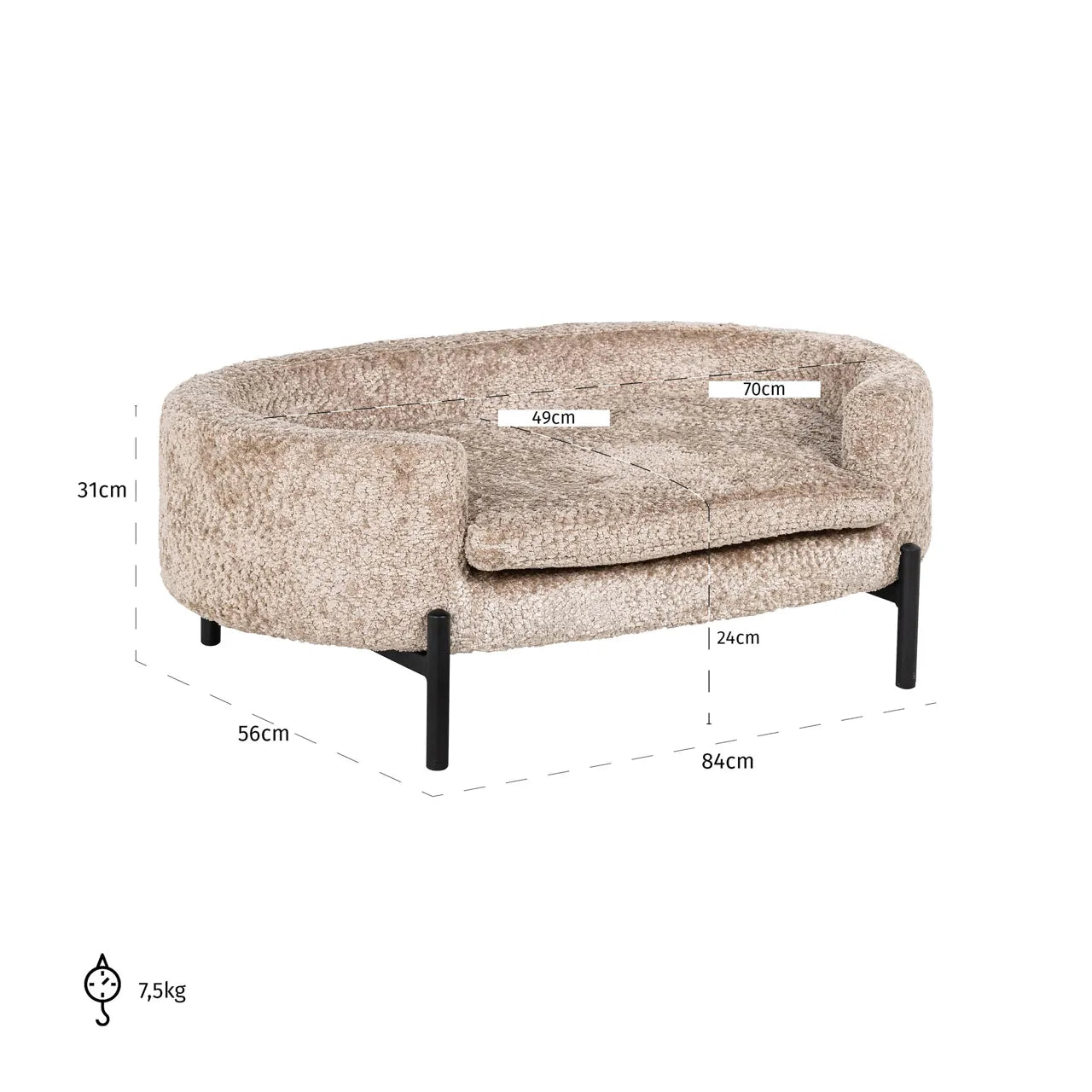 Richmond Interiors Dolly Natural Boucle Pet Bed